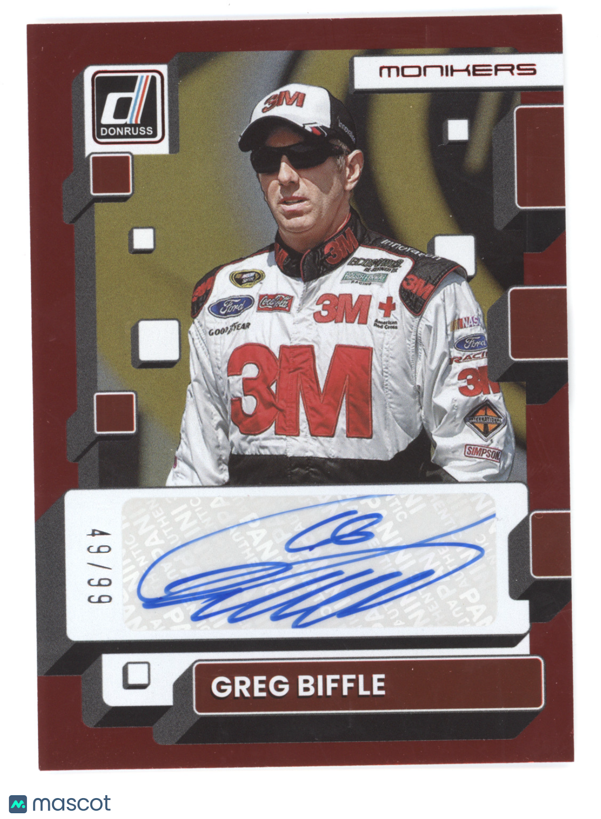 2023 Panini Donruss Racing Monikers Auto Greg Biffle #M-GB 49/99
