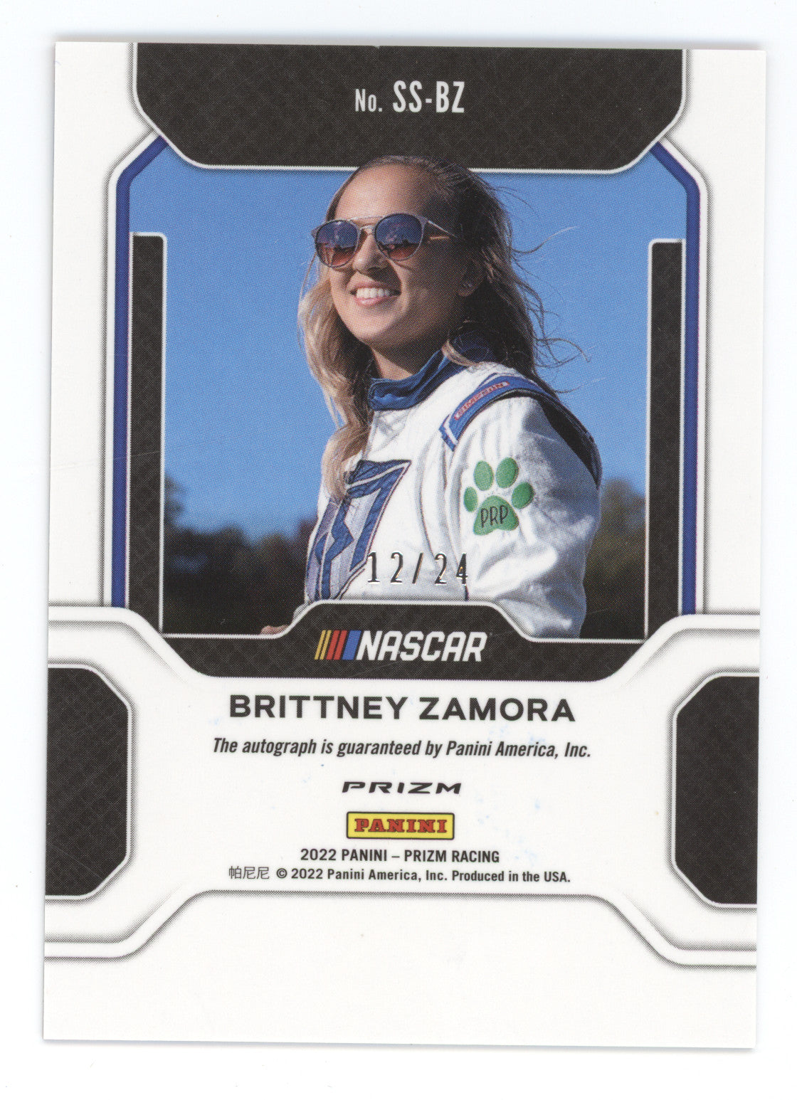 2022 Panini Prizm Racing Spotlight Signatures Brittney Zamora #SS-BZ 12/24