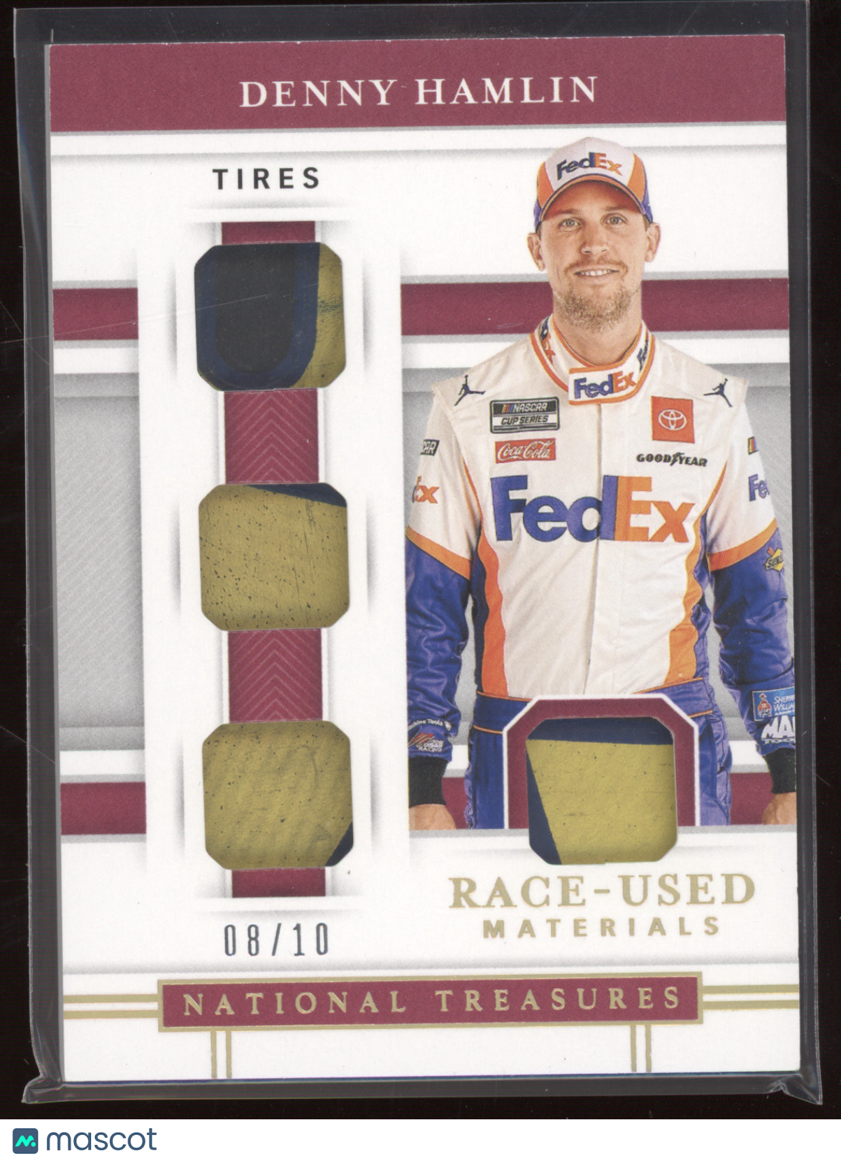 2020 Panini National Treasures Racing Denny Hamlin #QRU-DH 08/10 Race-Used Tires