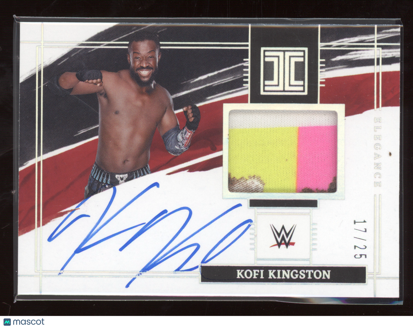 2022 Panini Impeccable WWE Elegance Kofi Kingston #EM-KKG 17/25 Superstar-worn