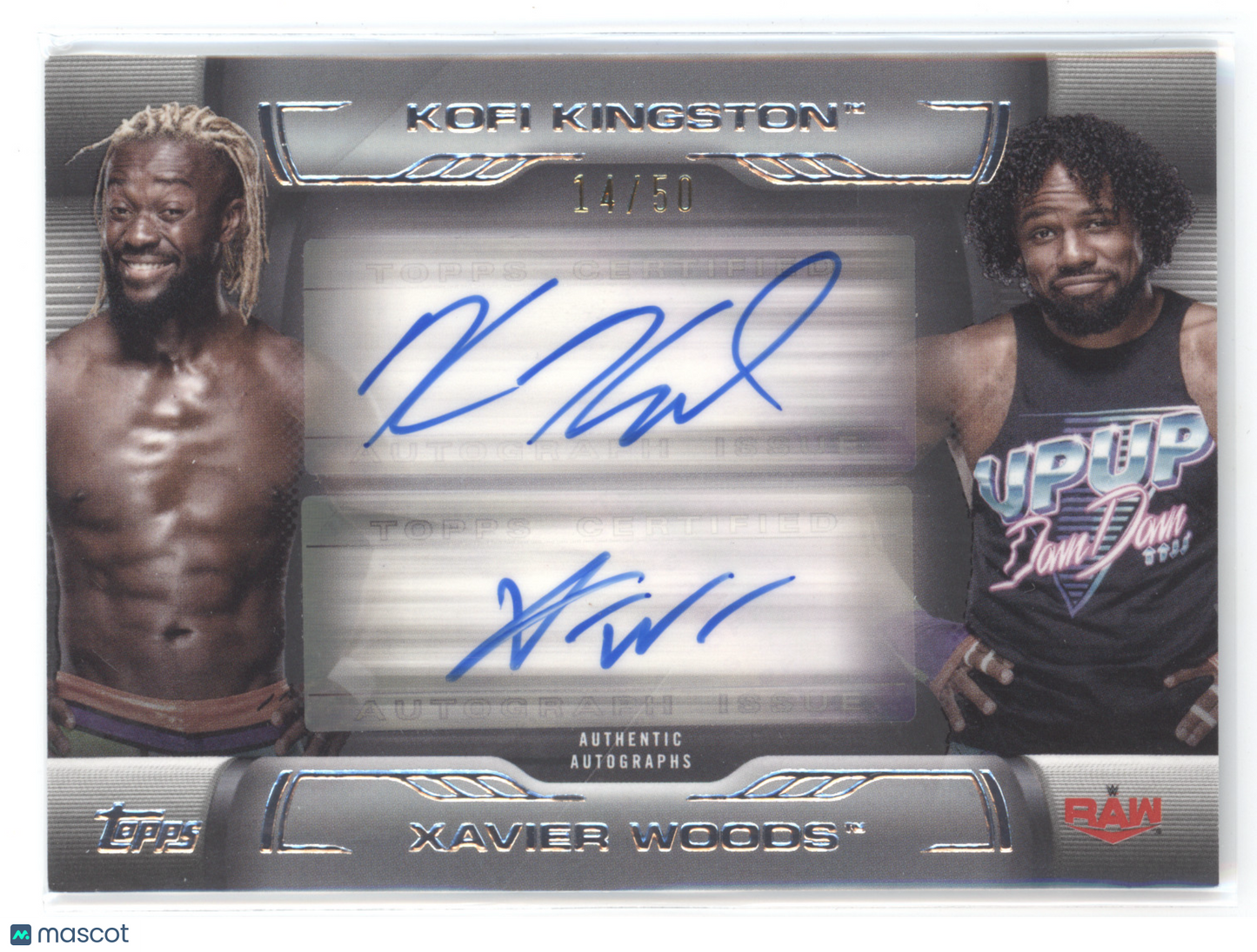 2021 Topps WWE Undisputed Kofi Kingston Xavier Woods #DA-ND 14/50 Dual Autograph