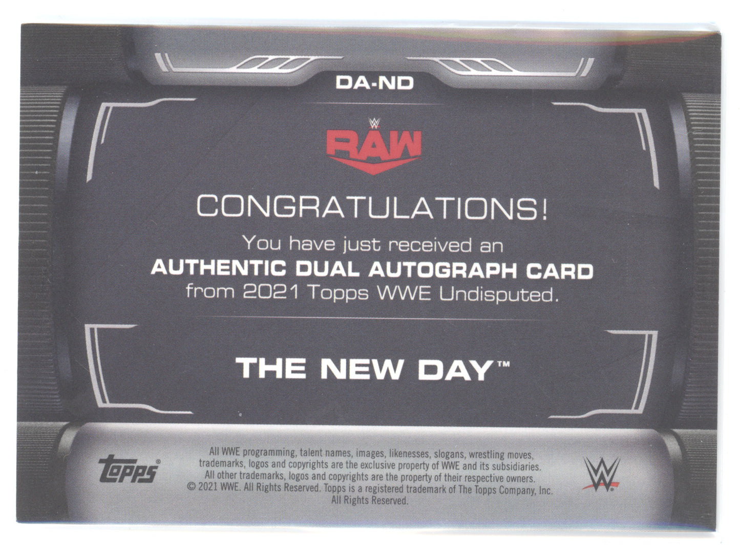 2021 Topps WWE Undisputed Kofi Kingston Xavier Woods #DA-ND 14/50 Dual Autograph