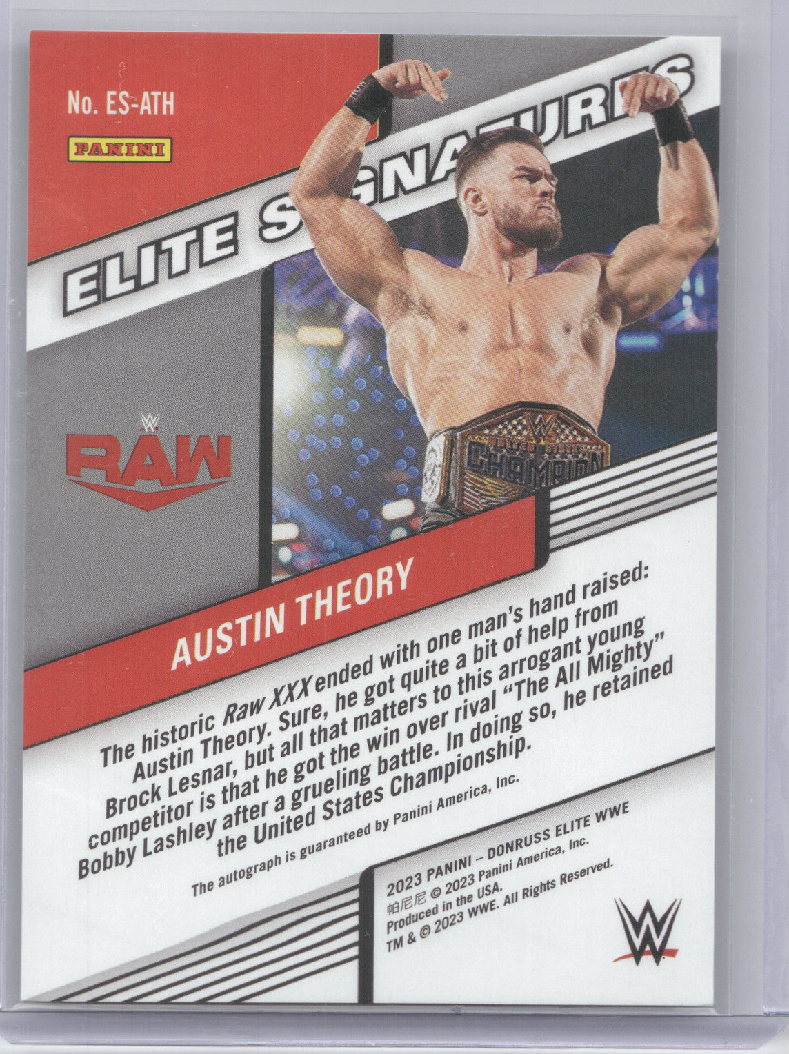 2023 Panini Donruss Elite WWE Elite Signatures Austin Theory #ES-ATH 14/25