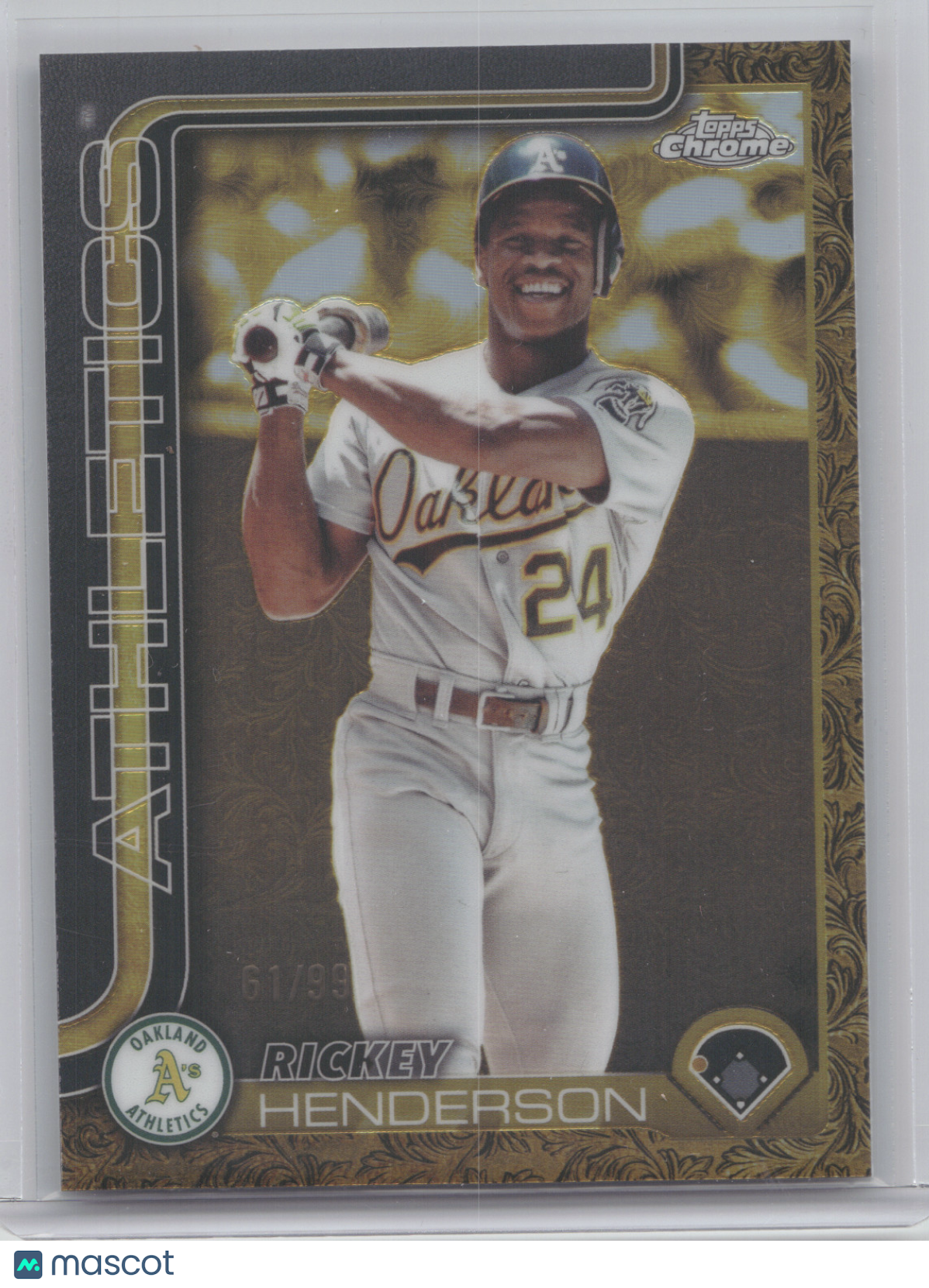 2025 Topps Chrome Gilded Collection Rickey Henderson #114 61/99