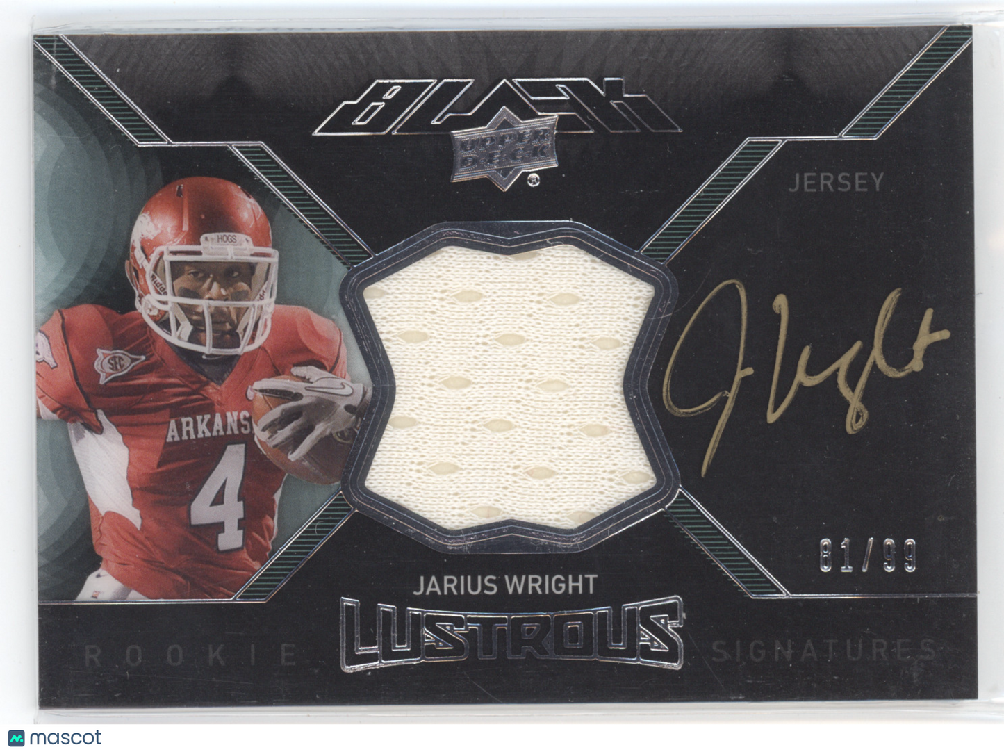2012 Upper Deck Black Lustrous Signatures Jarius Wright #BRL-28 81/99 Jersey