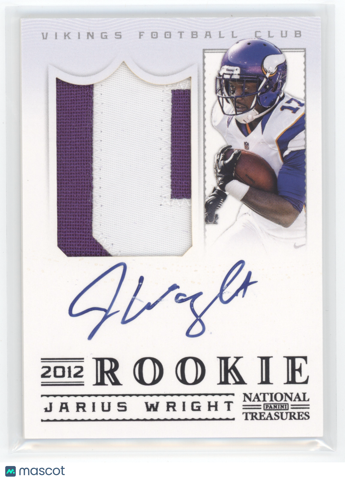 2012 Panini National Treasures Jarius Wright #334 Rookie Patch Auto 06/25