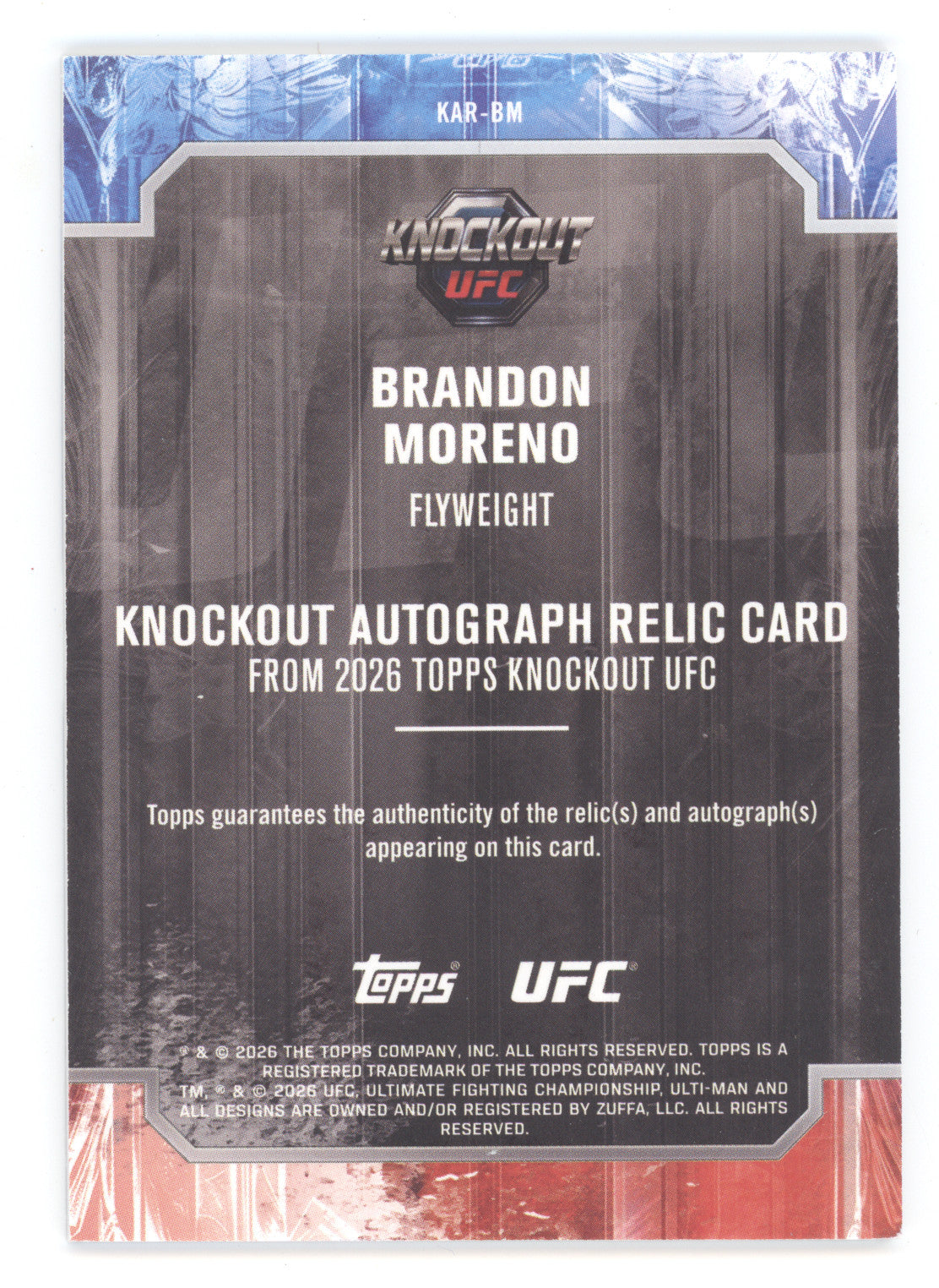 2026 Topps Knockout UFC Brandon Moreno #KAR-BM 211/299 Fighter-Worn Relic