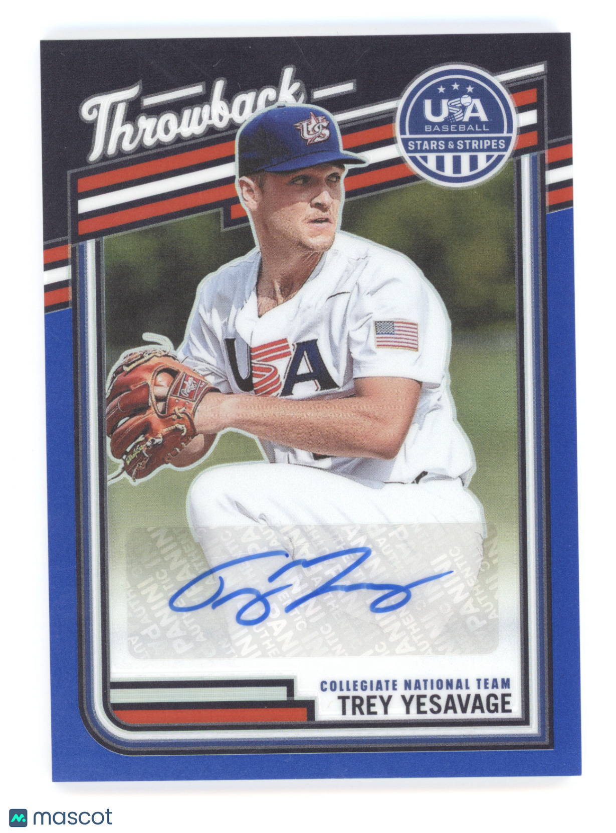 2026 Panini USA Stars & Stripes Throwback Trey Yesavage #TY Autograph Blue 36/49