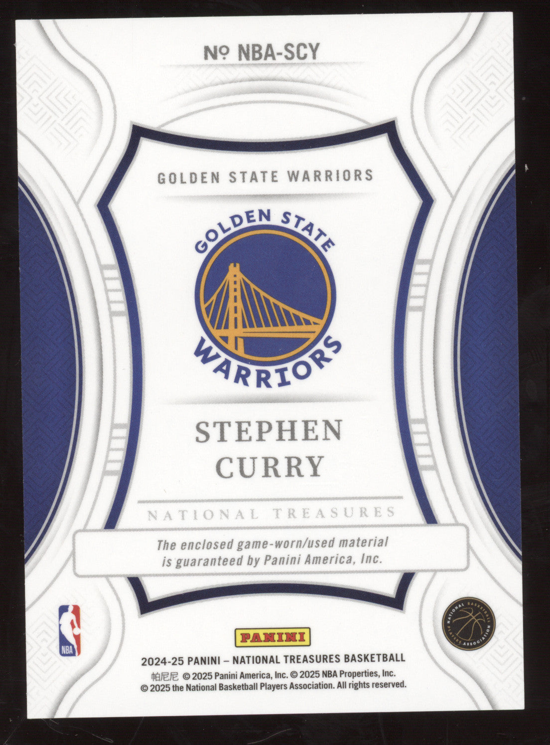 2024 National Treasures NBA Materials Stephen Curry #NBA-SCY Game-worn 24/99