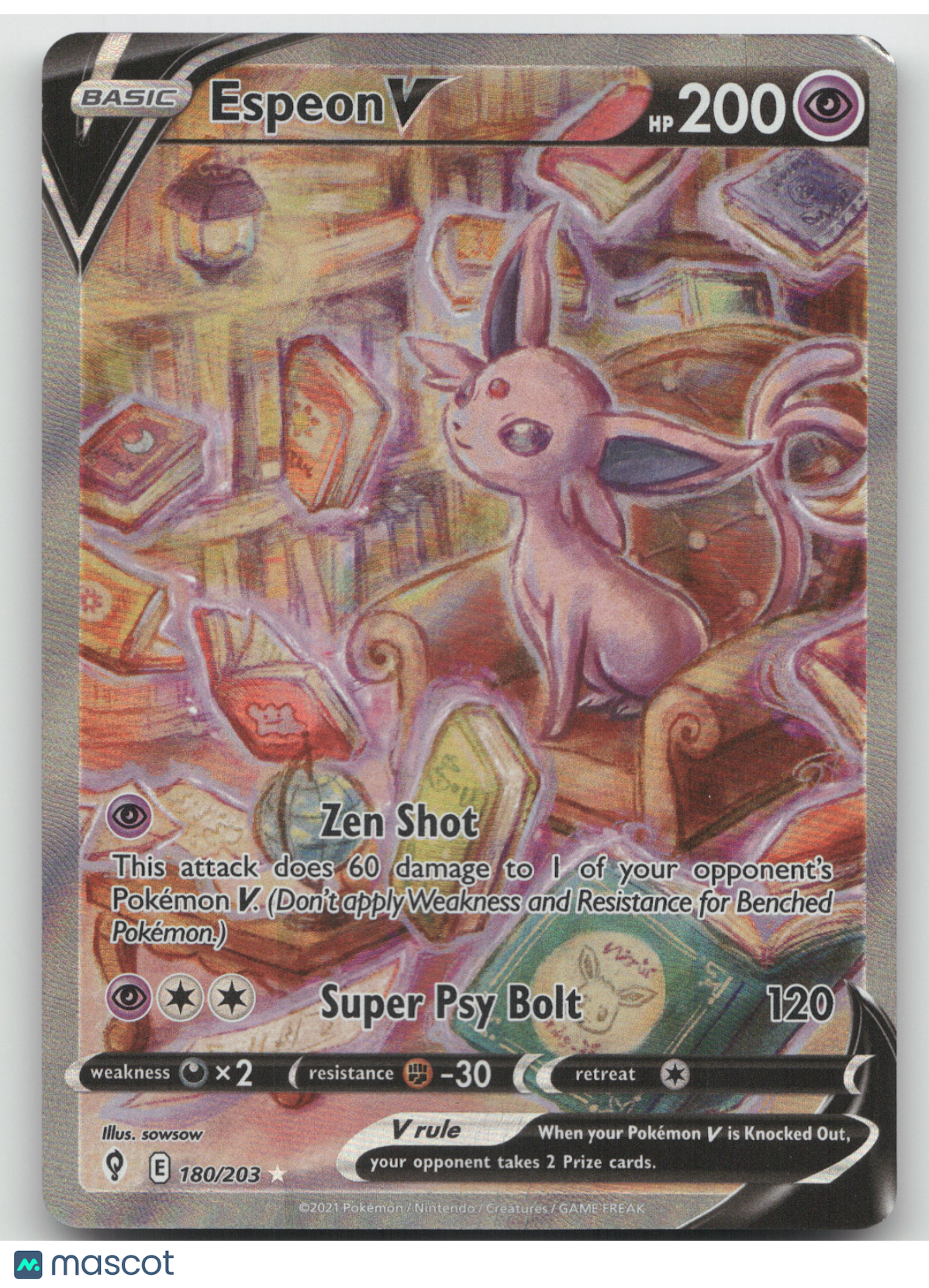 2021 Evolving Skies Espeon V Holo Rare #180/203