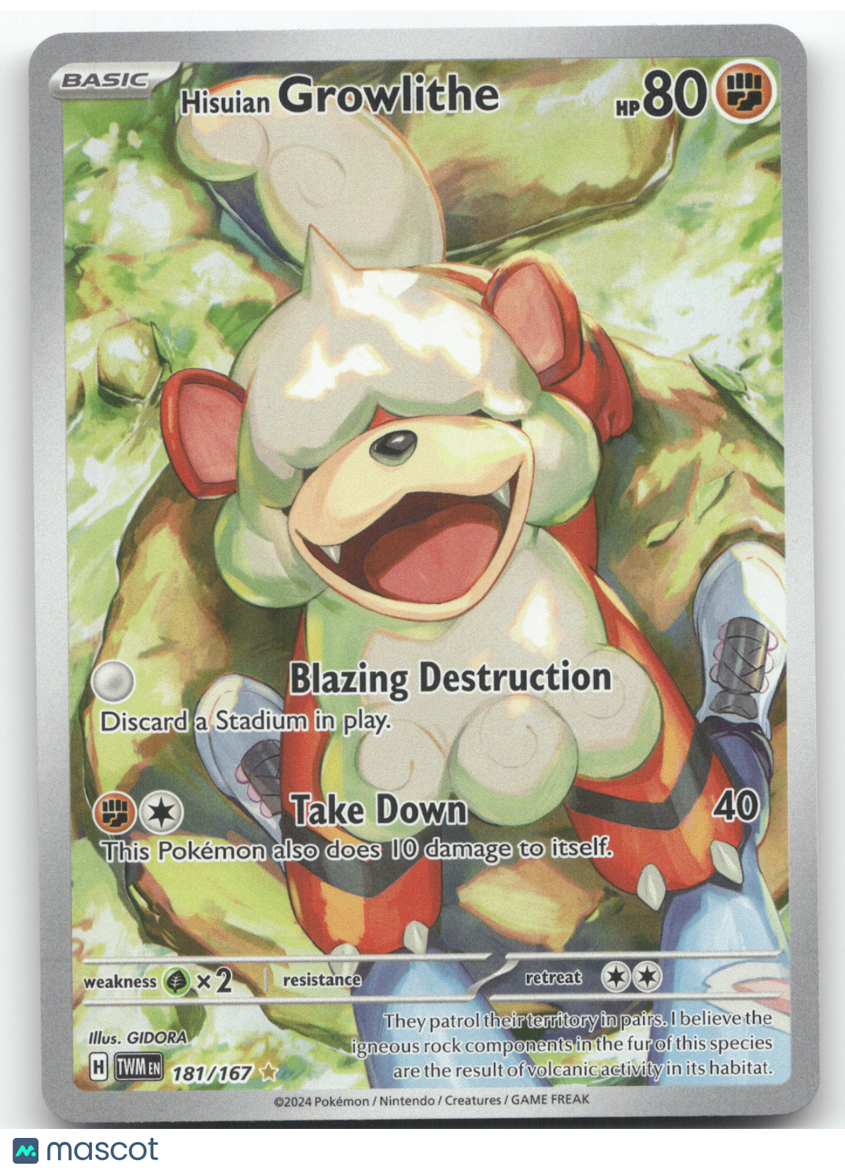 2024 Twilight Masquerade Hisuian Growlithe Secret Rare #181/167