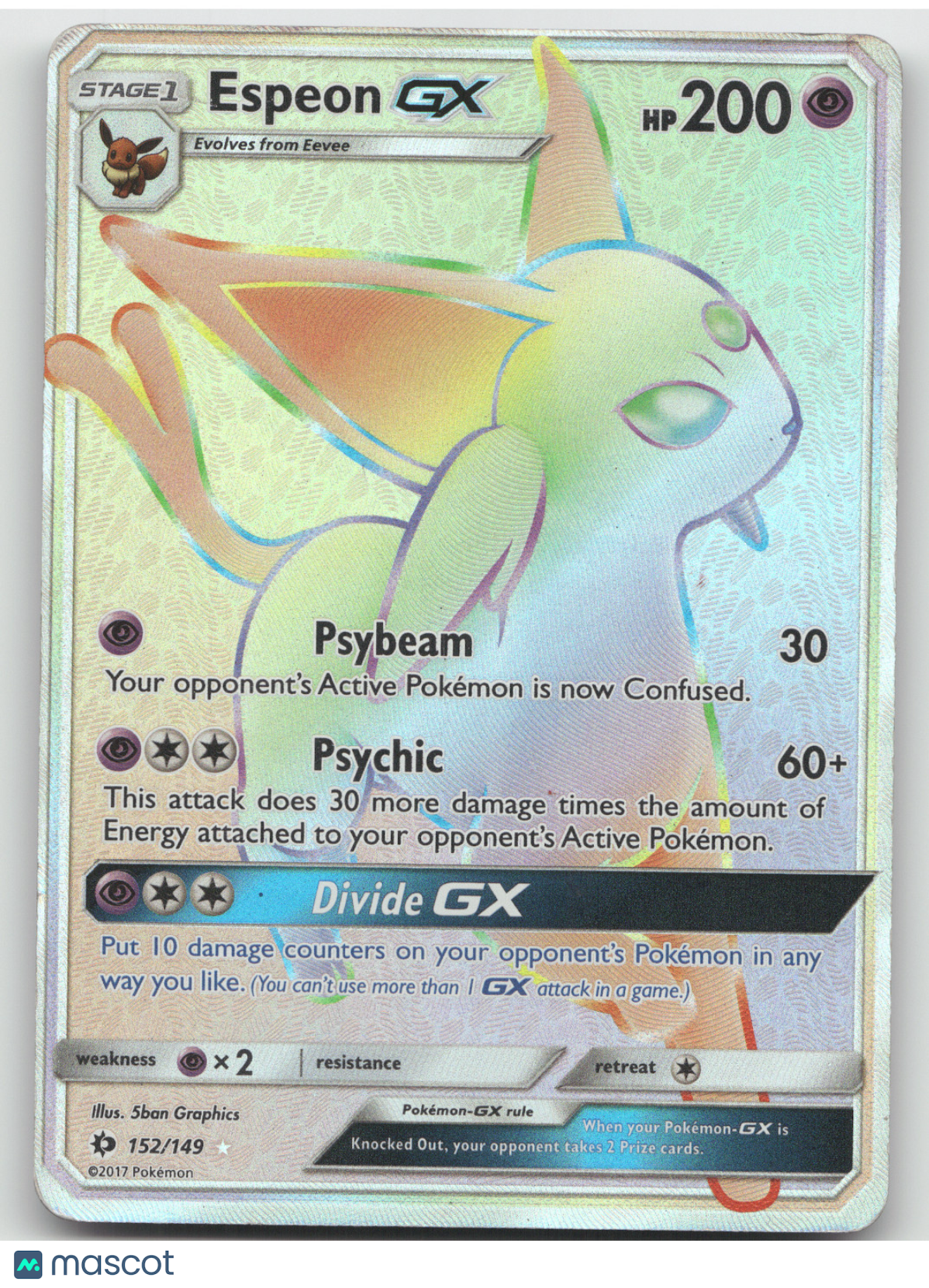 2017 Sun & Moon Espeon GX Secret Rare #152/149