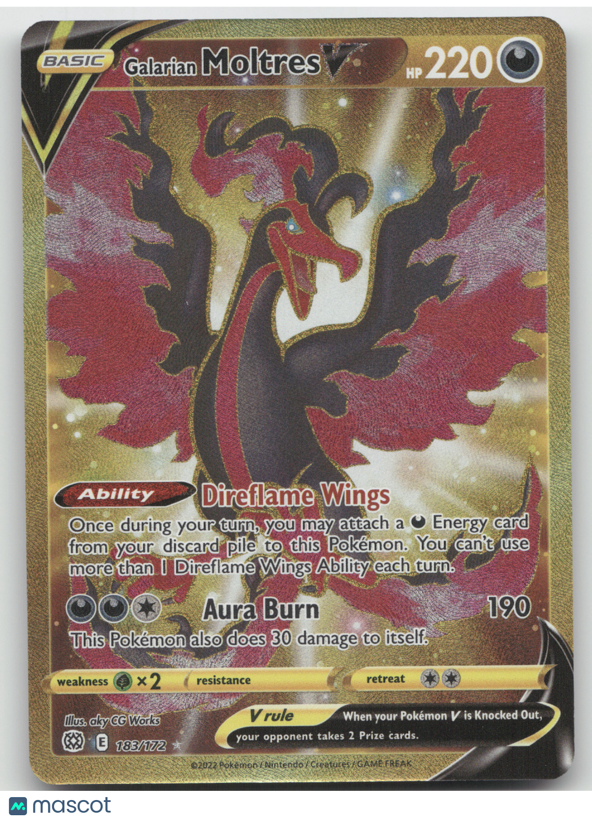 2022 Brilliant Stars Galarian Moltres V Secret Rare #183/172