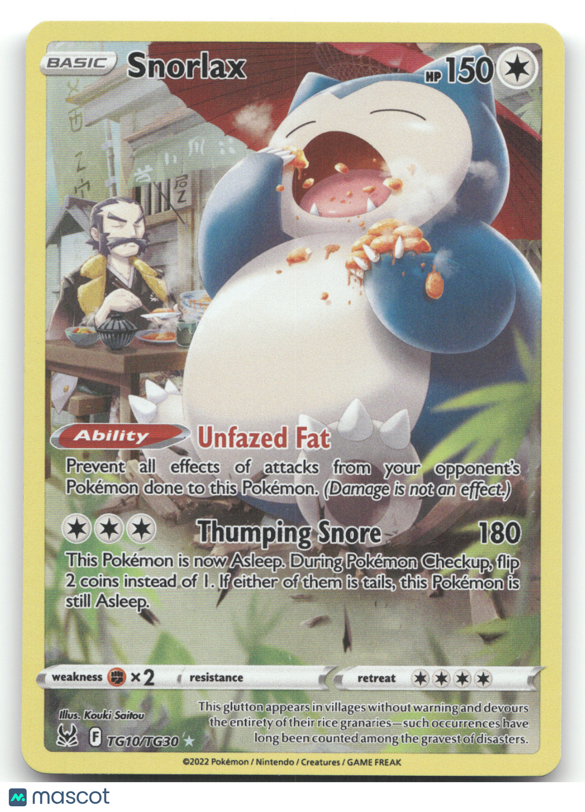 2022 Lost Origin Snorlax Holo Rare #TG10/TG30