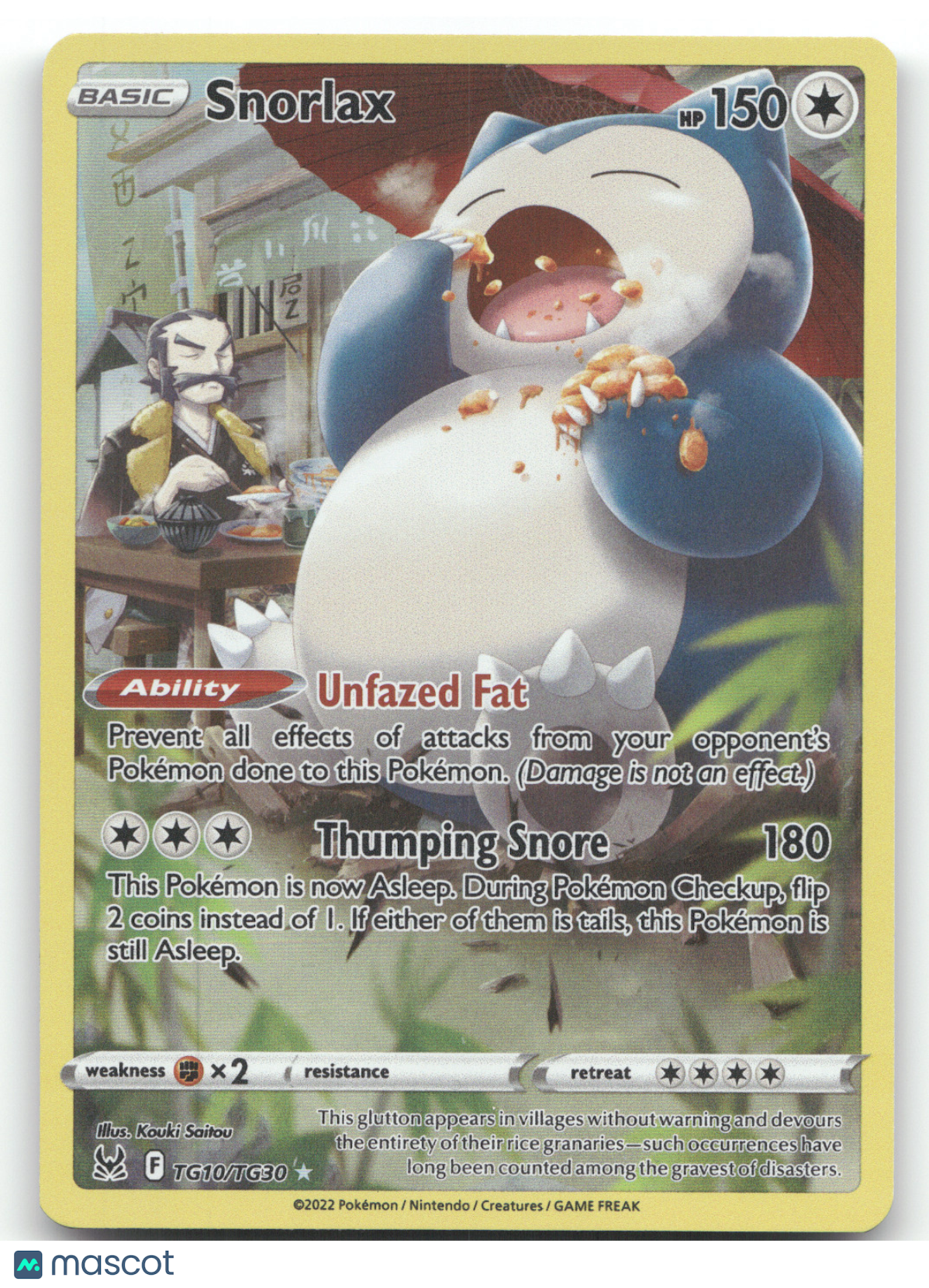 2022 Lost Origin Snorlax Holo Rare #TG10/TG30