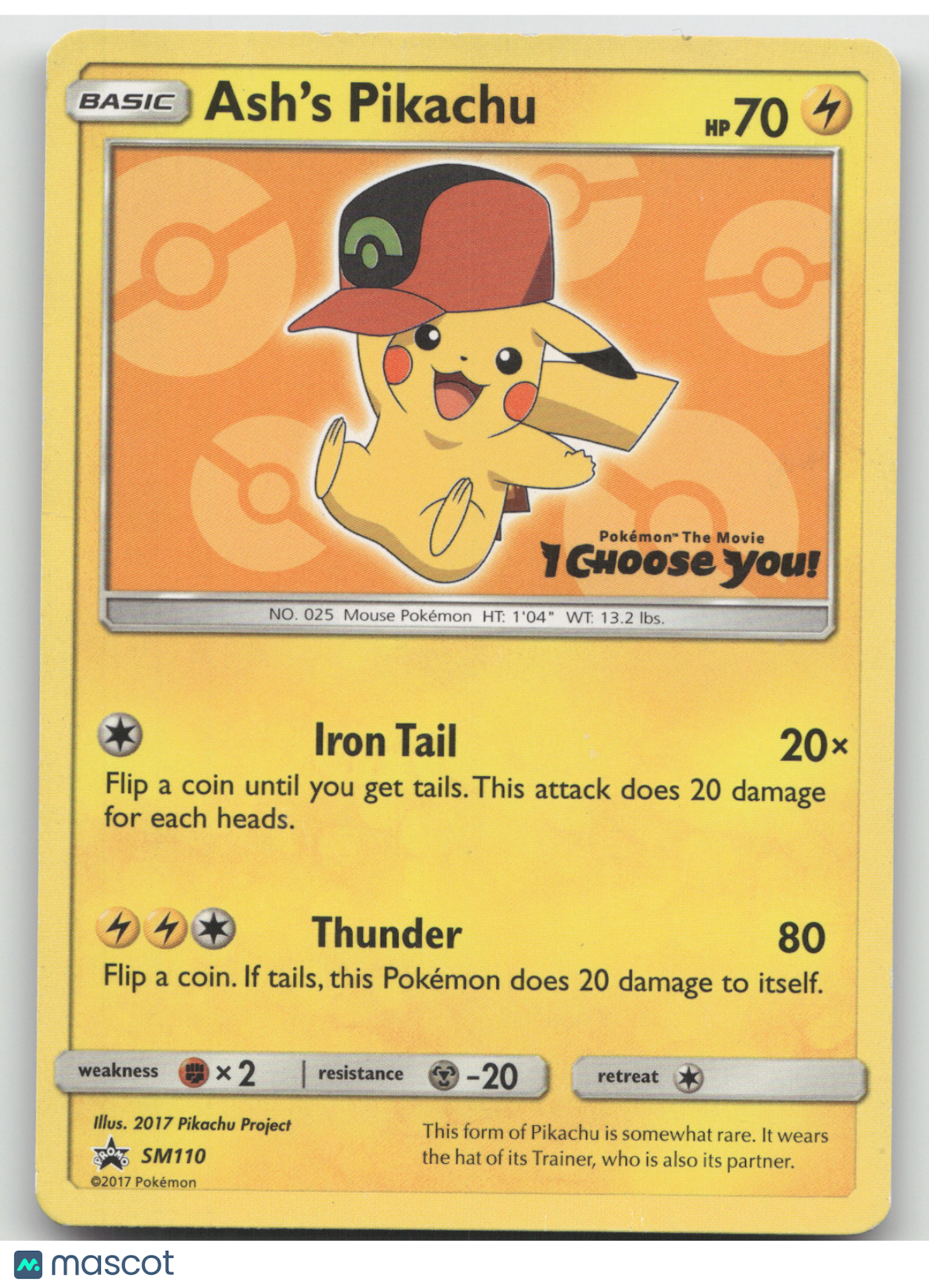 2017 Sun & Moon Ash's Pikachu Black Star Promo #SM110