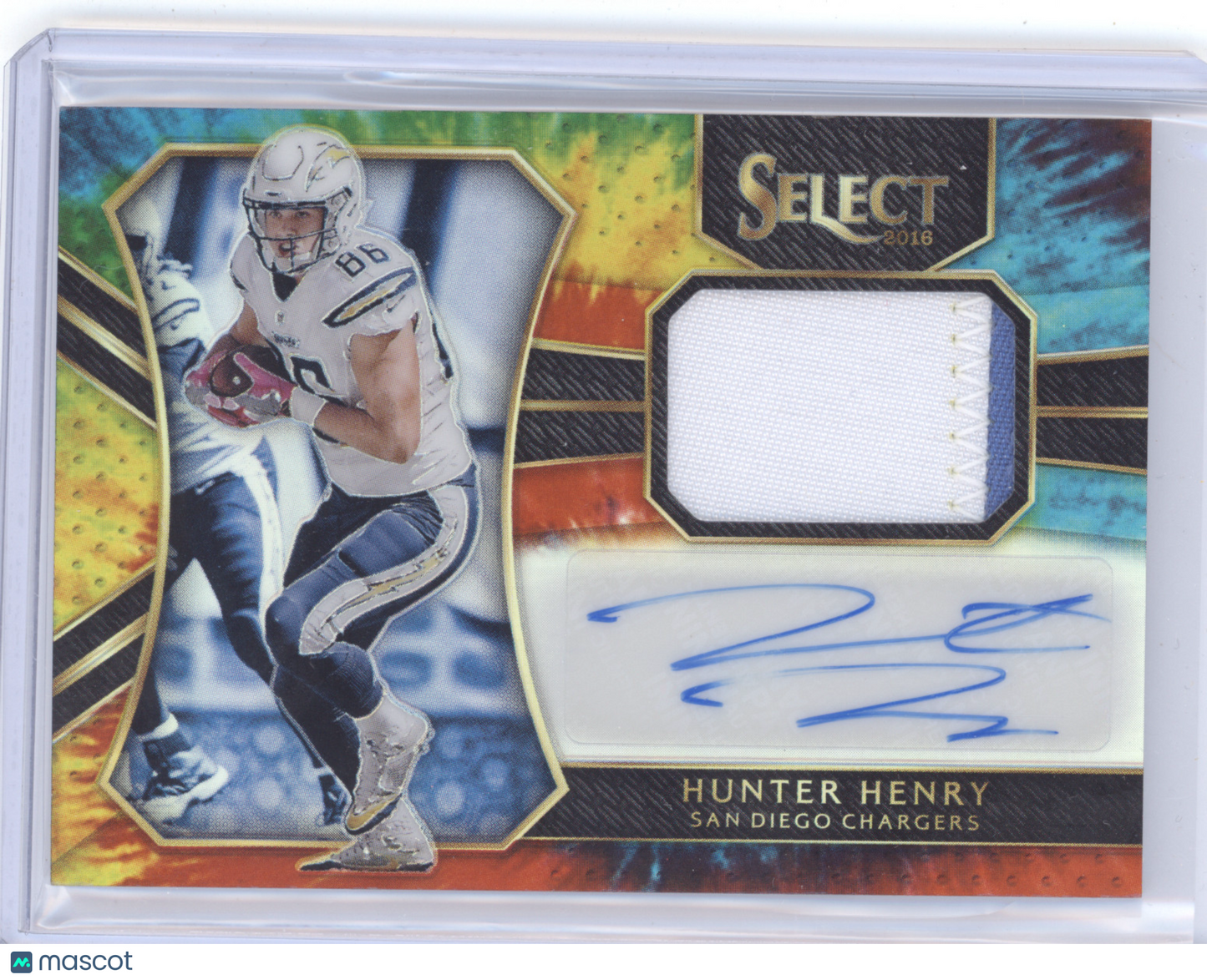 2016 Panini Select Hunter Henry #RM-HH Tie-Dye 02/25 Patch Auto Memorabilia