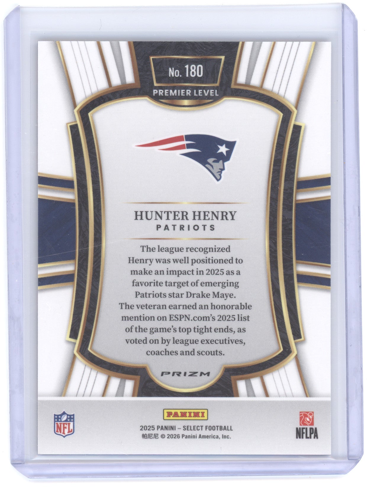 2025 Panini Select Hunter Henry #180 Tiger Prizm