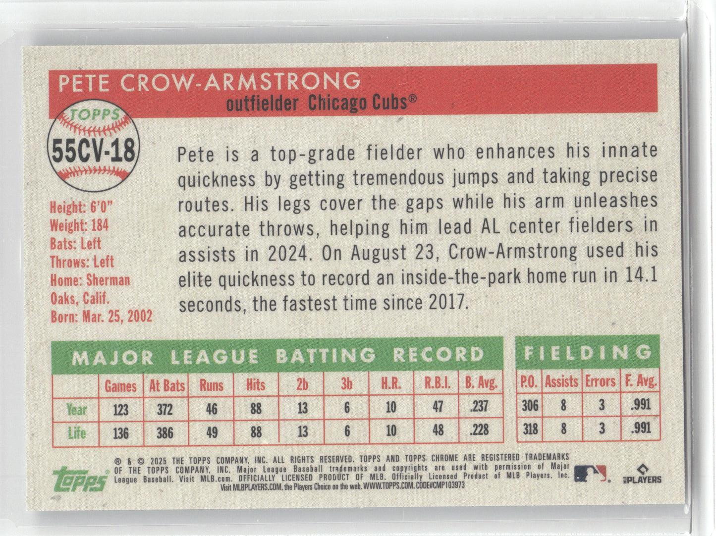 2025 Topps Chrome Platinum 1955 City Variation Pete Crow-Armstrong #55CV-18