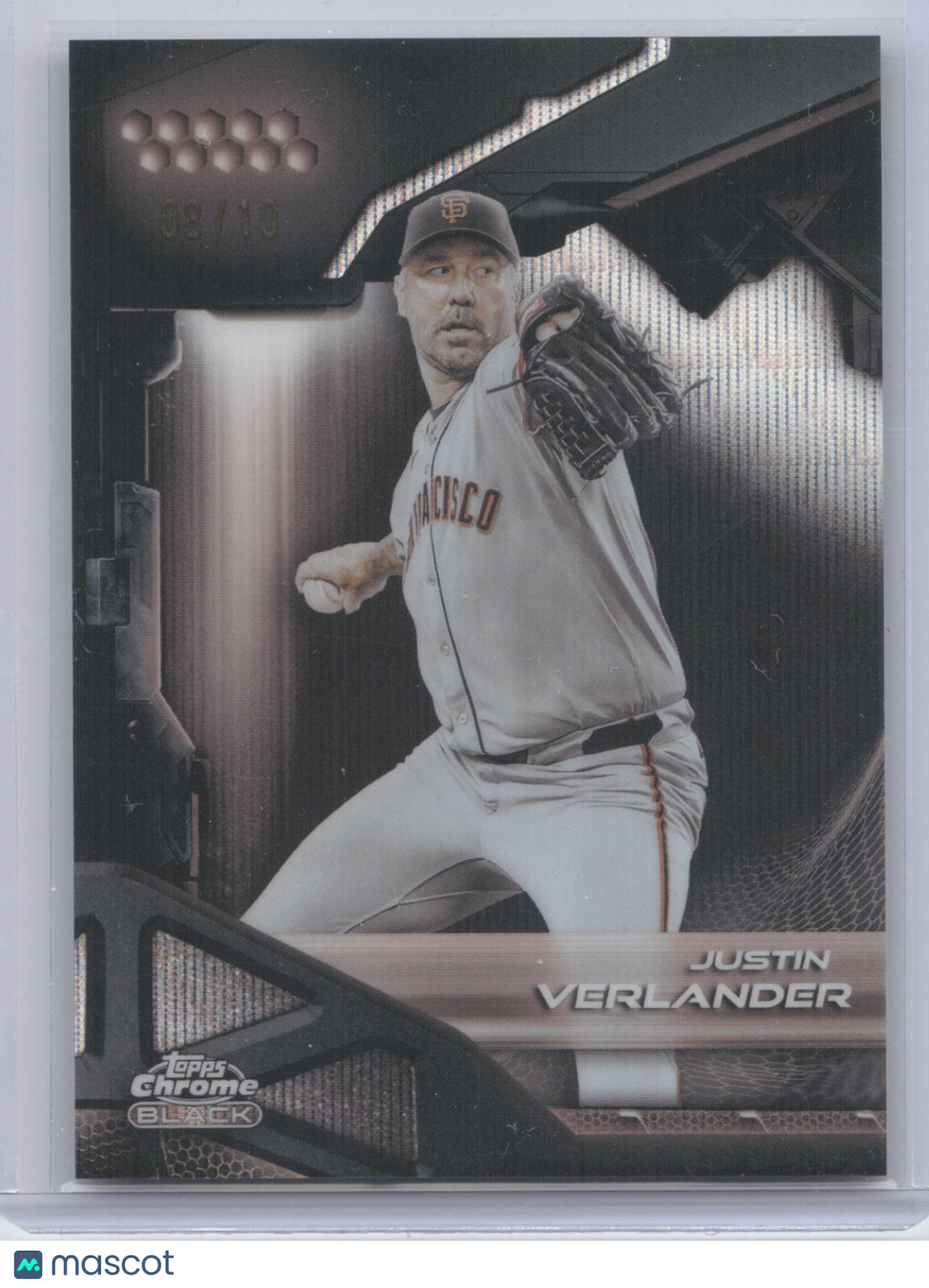 2026 Topps Chrome Black Justin Verlander #153 Rose Gold Wave 08/10