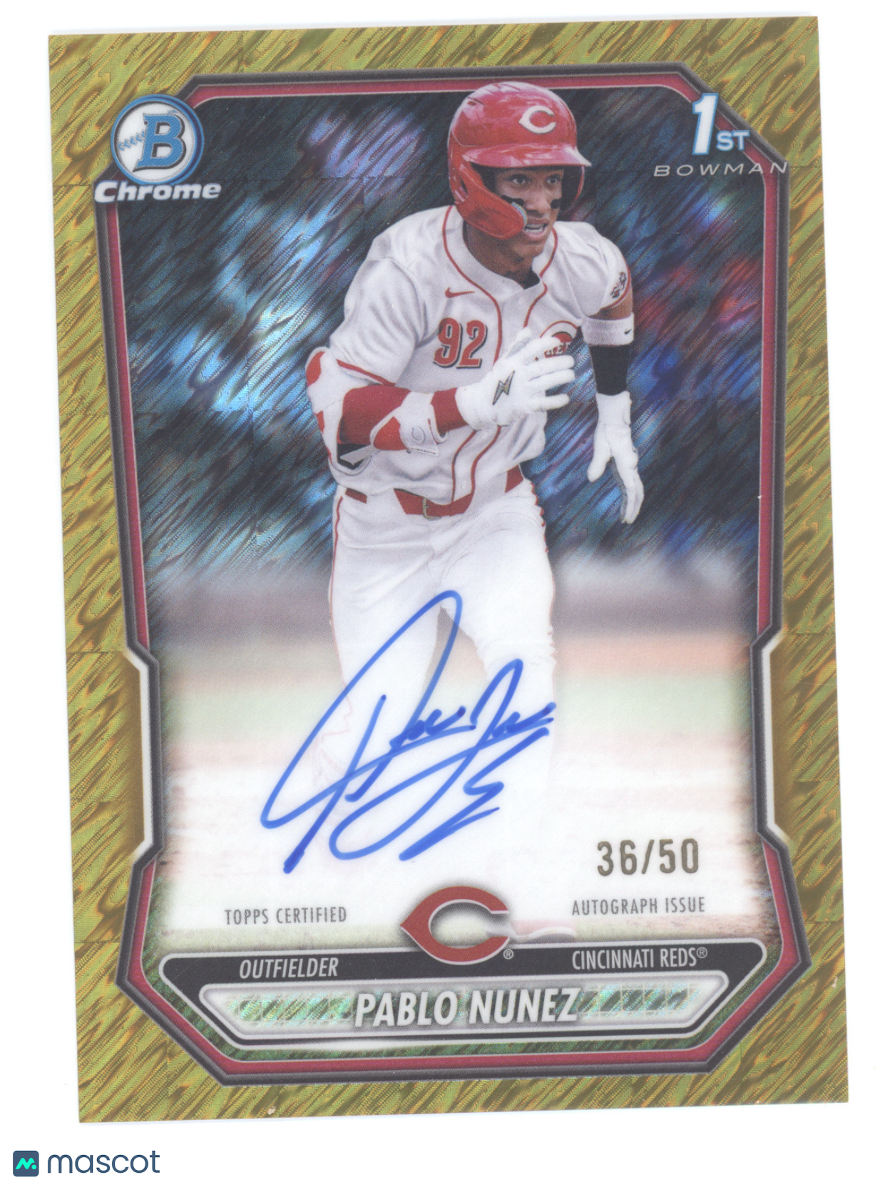 2026 Bowman Chrome Prospect Autograph Pablo Nunez #CPA-PN Gold Shimmer 36/50