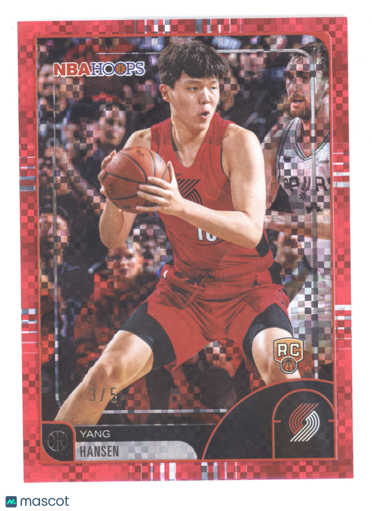 2025 Topps NBA Hoops Yang Hansen #6 Light Burst Red 3/5 RC