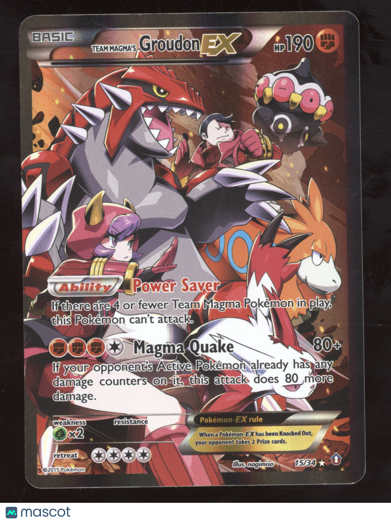 2015 Double Crisis Team Magma's Groudon EX Rare Ultra #15/34