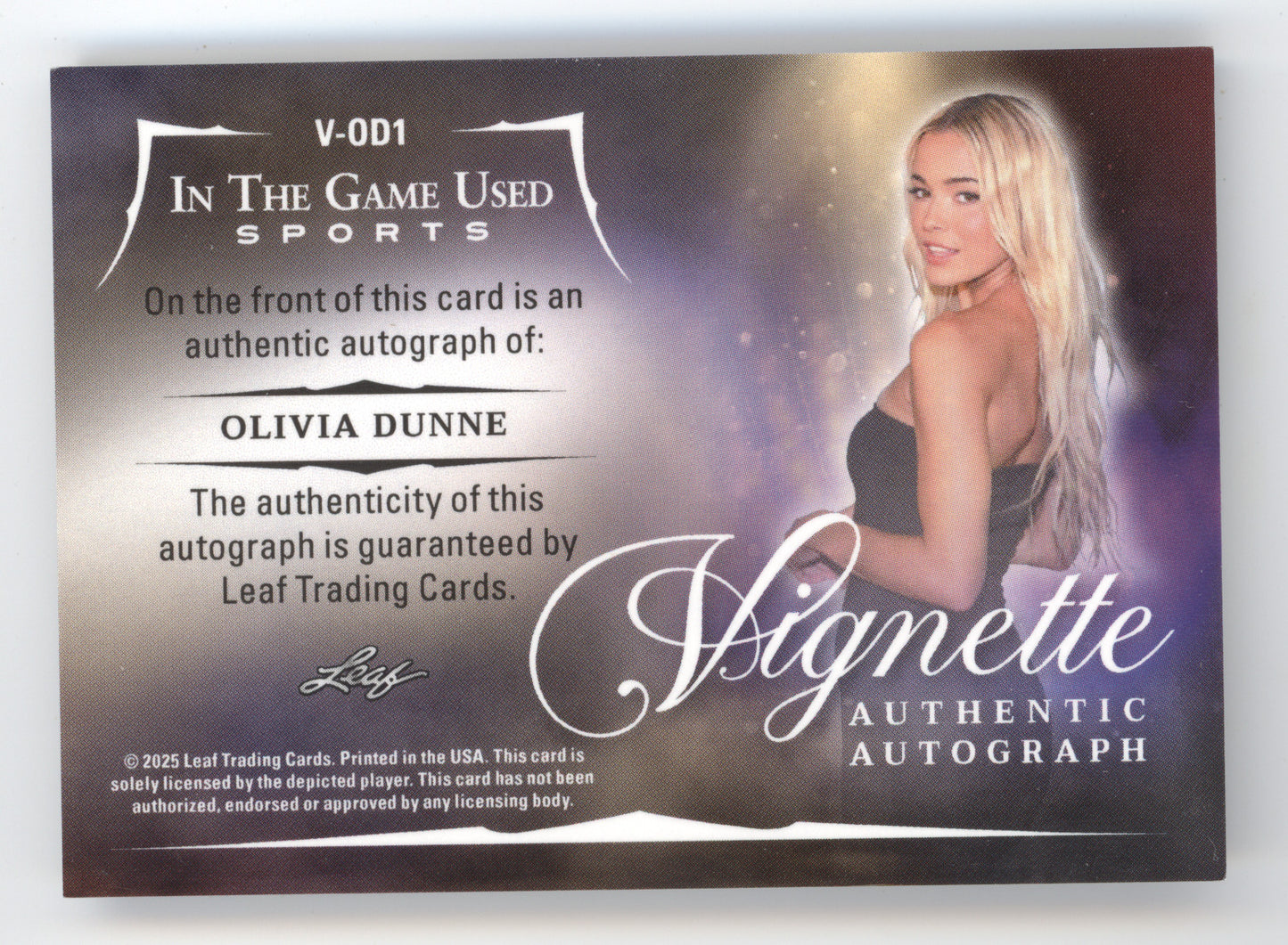 2025 Leaf In The Game Used Sports Vignette Olivia Dunne #VOD1 Authentic Auto 7/8