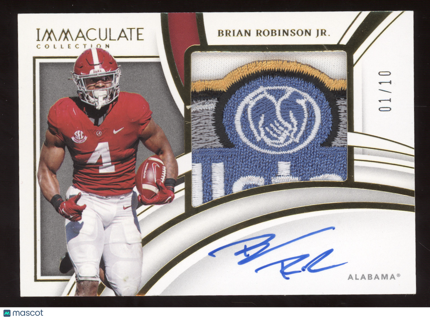 2022 Panini Immaculate Collegiate Brian Robinson Jr. #PP39 Gold Patch Auto 01/10