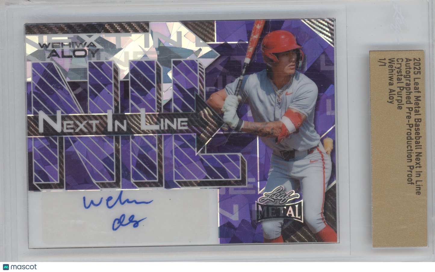 2025 Leaf Metal Wehiwa Aloy Crystal Purple 1/1 Pre-Production Proof Leaf Auto A