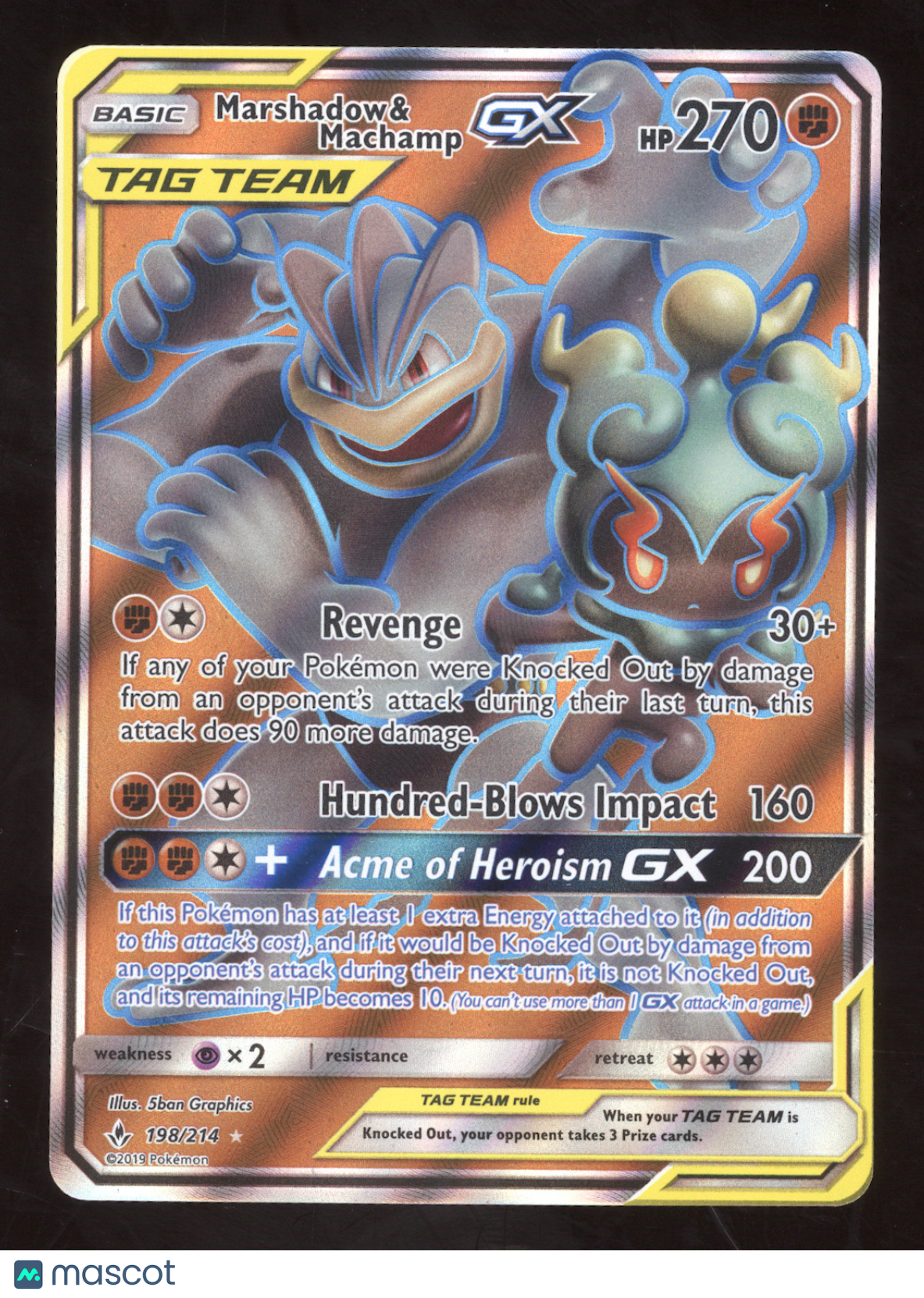2019 Unbroken Bonds Marshadow & Machamp GX Rare Ultra #198/214