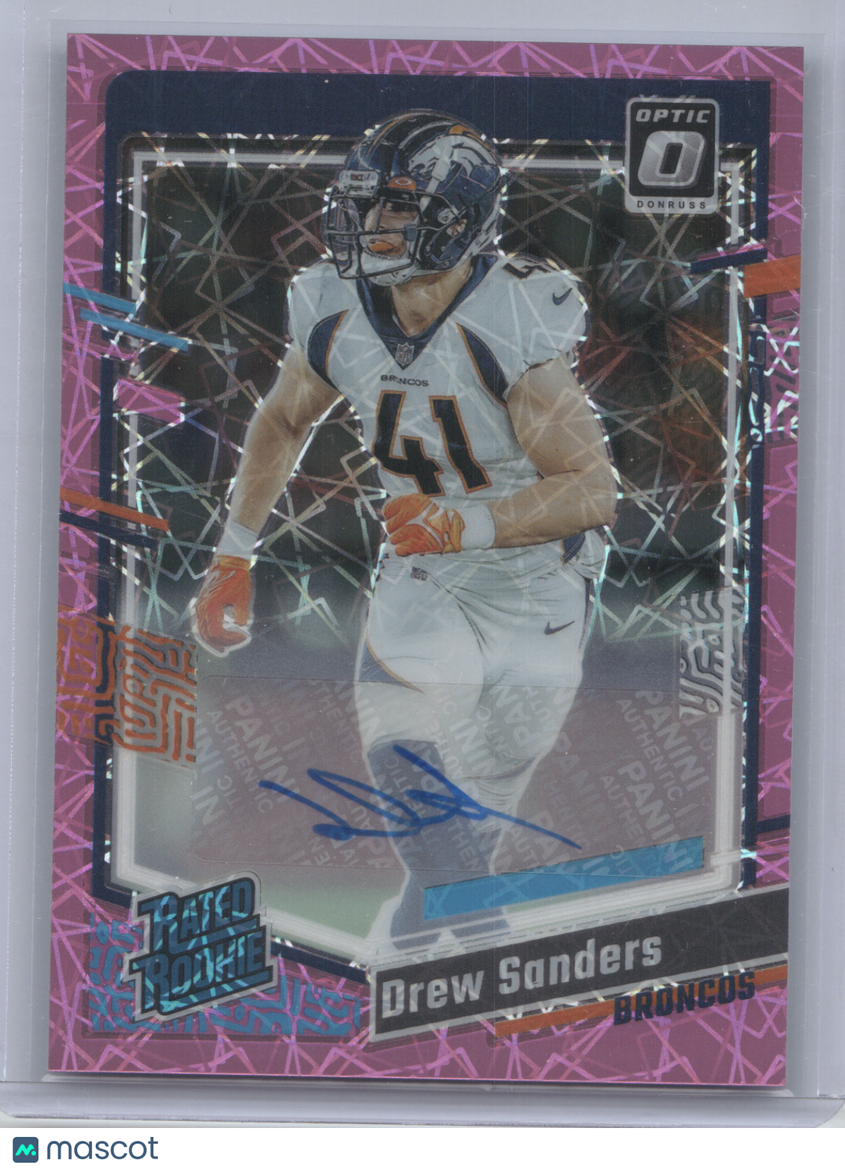 2023 Donruss Optic Rated Rookie Drew Sanders #230 Pink Velocity Autograph 08/50
