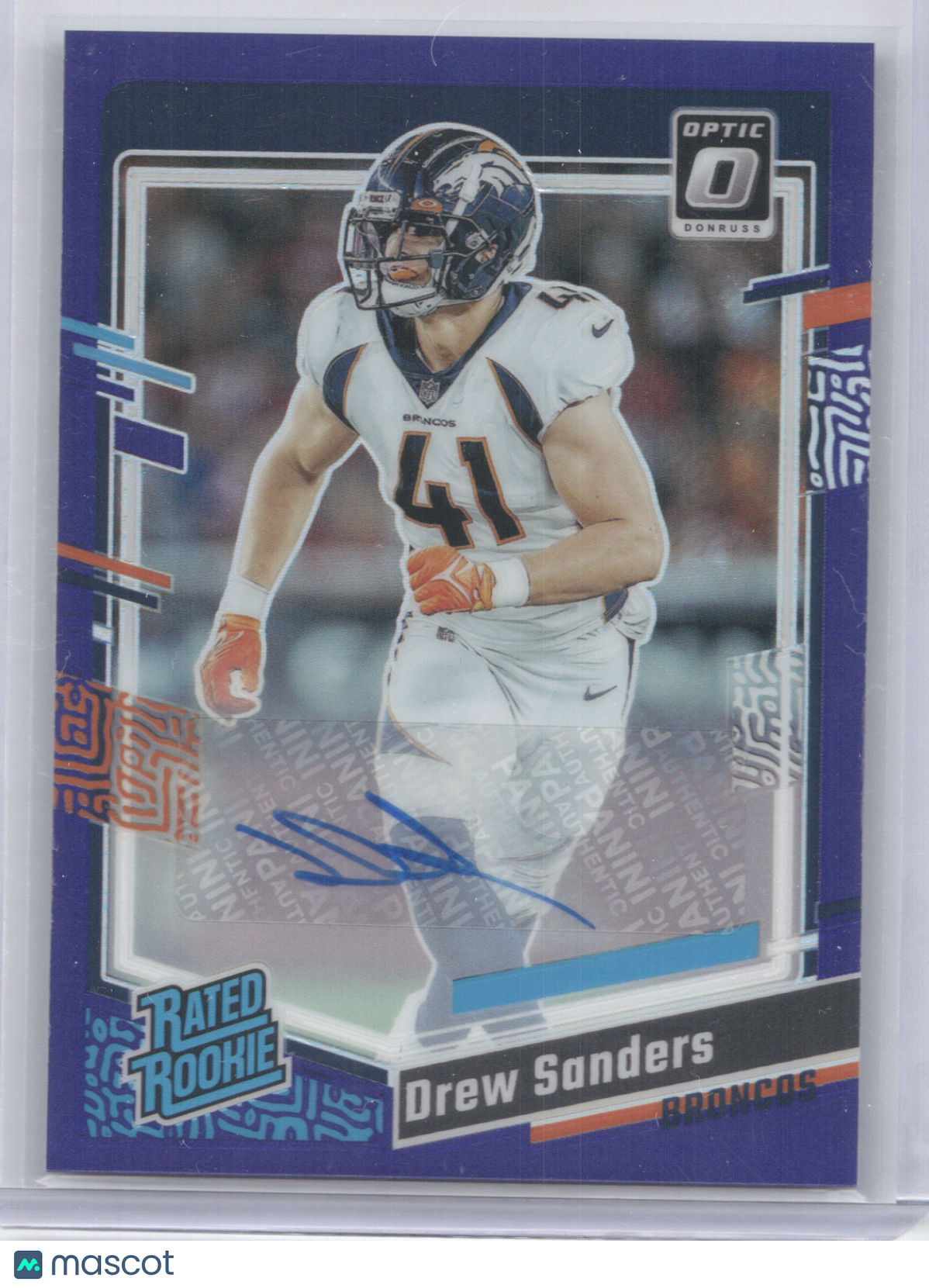 2023 Donruss Optic Rated Rookie Drew Sanders #230 Purple Autograph 04/35