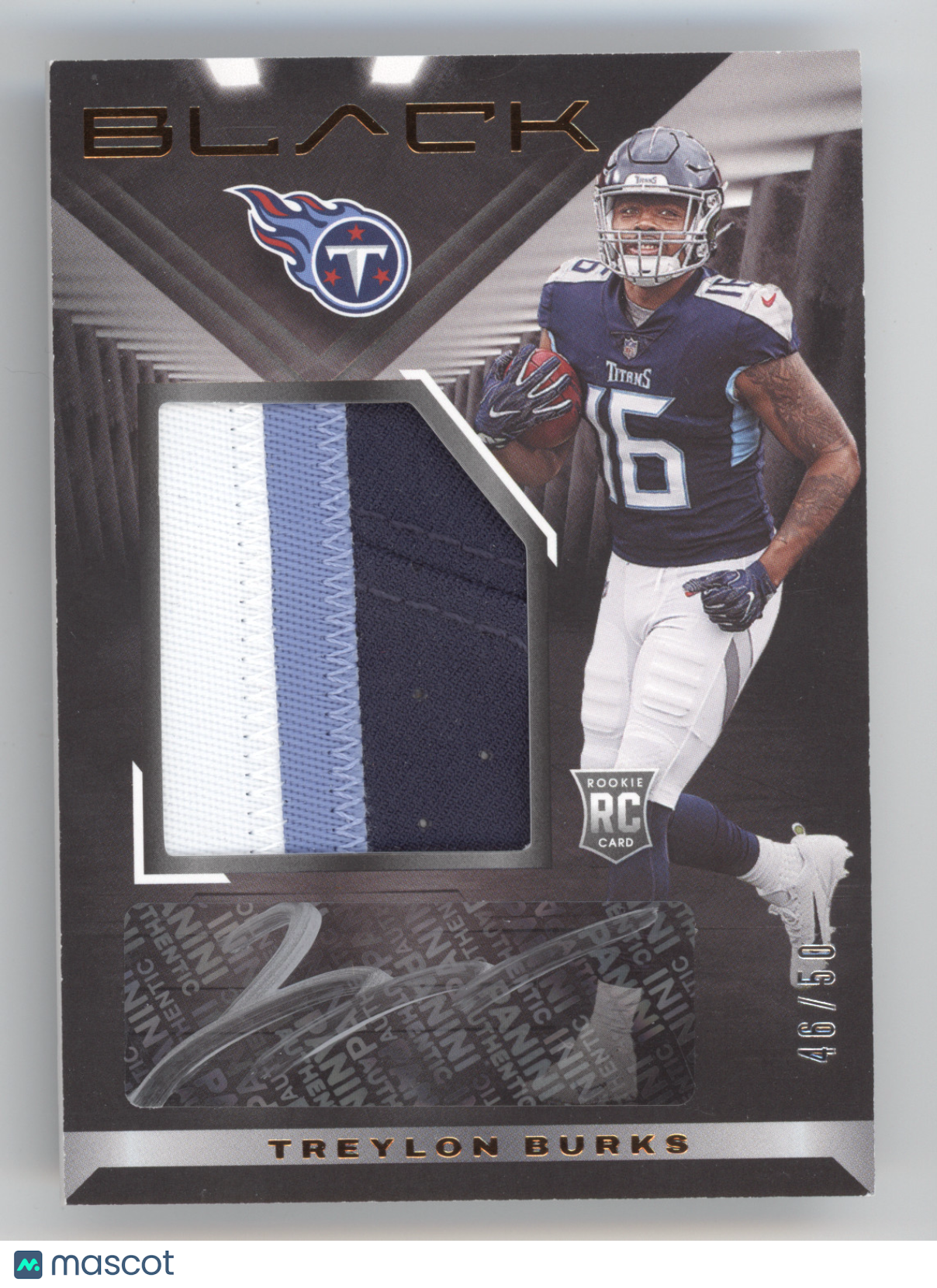 2022 Panini Black Football Treylon Burks #215 Patch 46/50 Authentic Memorabilia