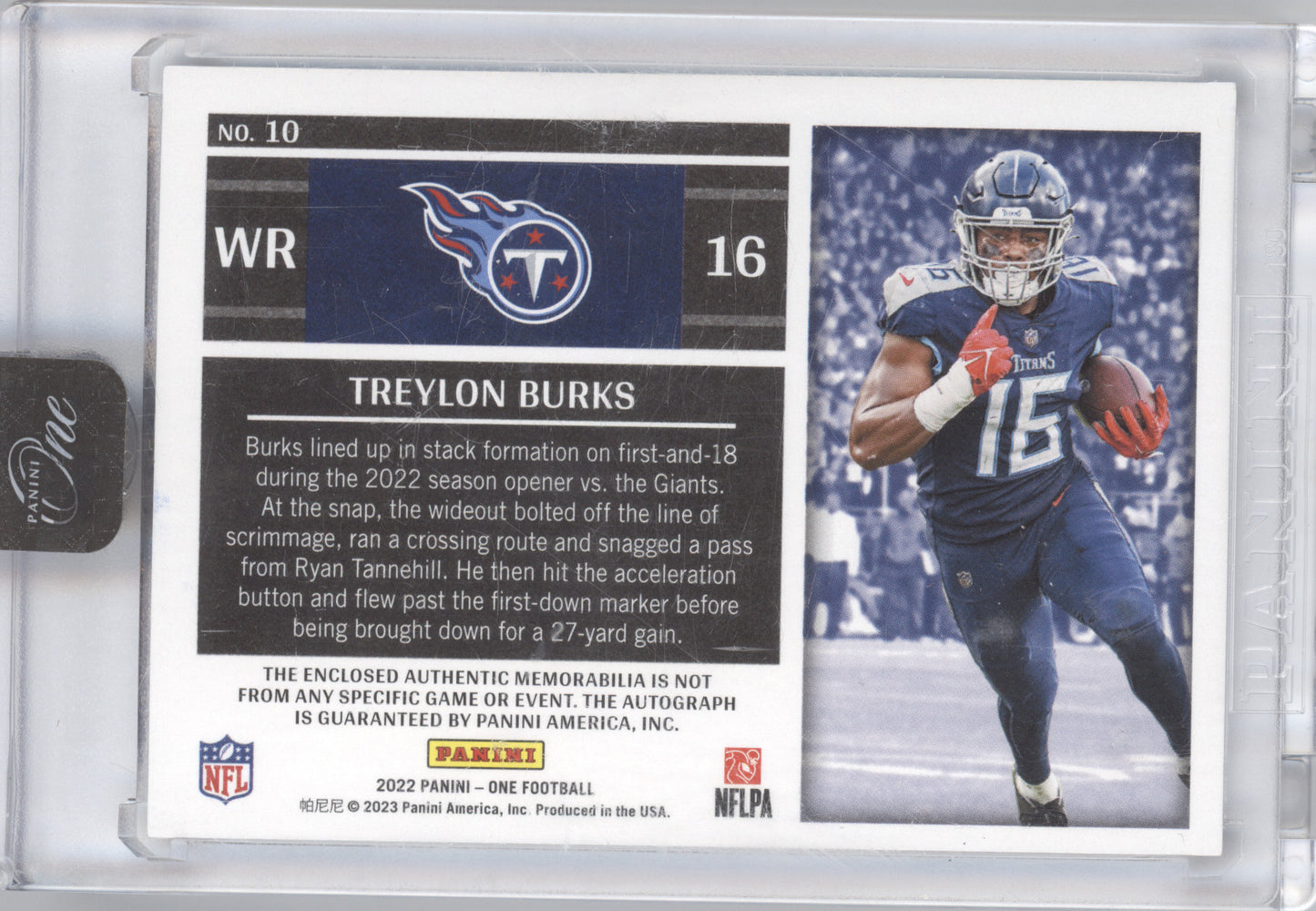 2022 Panini One Treylon Burks #10 Patch Autograph 19/49