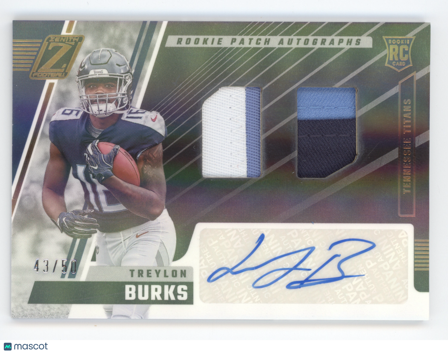 2022 Panini Zenith Football Treylon Burks #212 Copper Rookie Patch Auto 43/50 RC