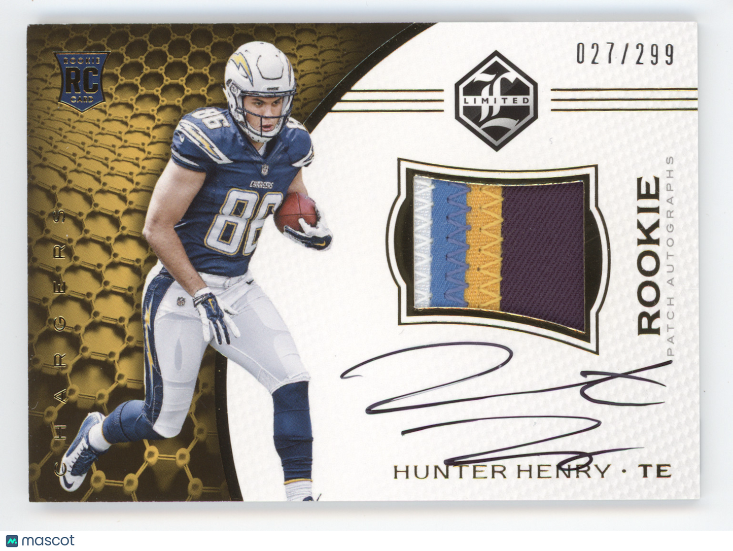 2016 Panini Limited Hunter Henry #133 Autograph Patch RC 027/299