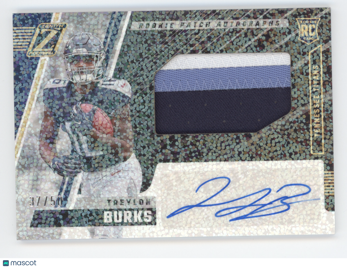 2022 Panini Zenith Football Treylon Burks #212 Sparkle Patch Auto RC 37/50