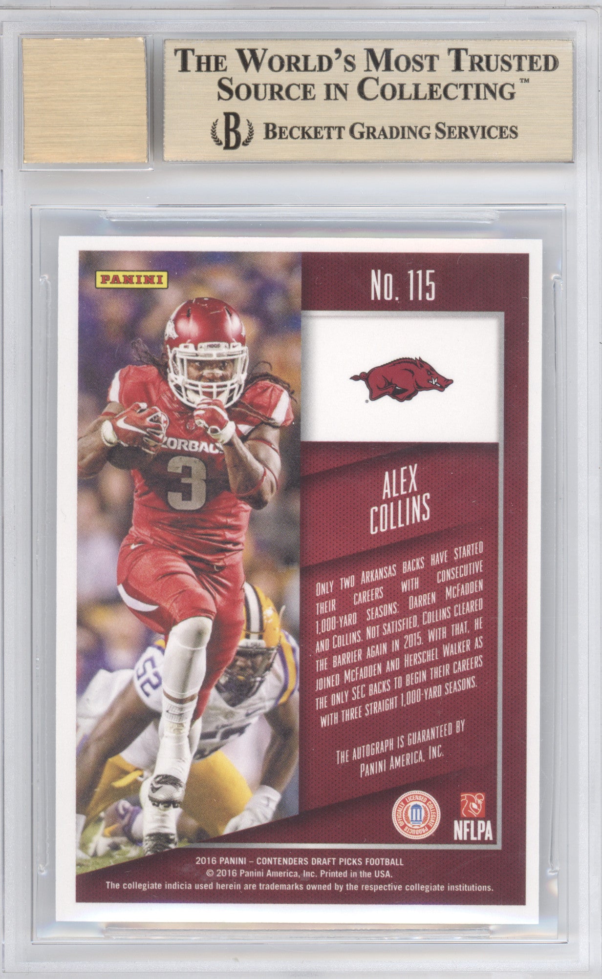 2016 Panini Contenders Draft Picks Alex Collins #115 RC BGS 9.5 BAS Auto 9