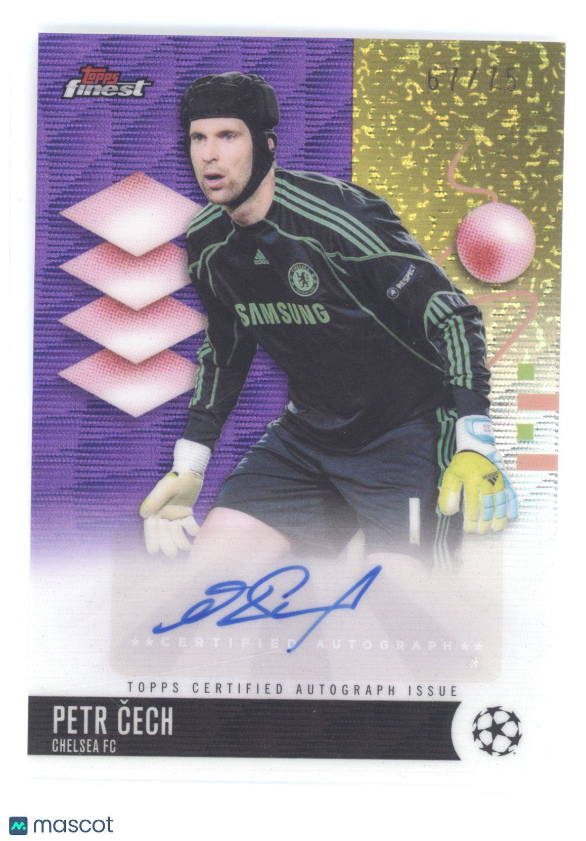 2026 Topps Finest UEFA Club Competitions Petr Čech #BA-PC Purple 67/75 Autograph