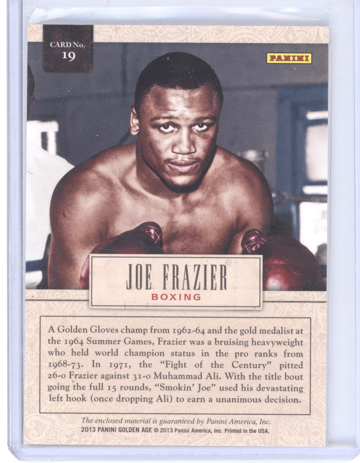 2013 Panini Golden Age Museum Age Joe Frazier #19 Museum Age Memorabilia