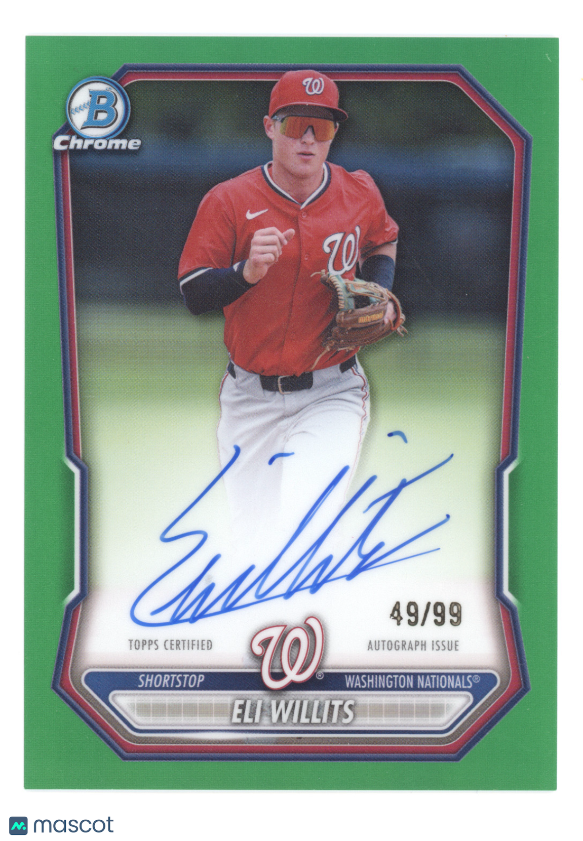 2026 Bowman Chrome Prospect Autograph Eli Willits #CPA-EW Green Refractor 49/99