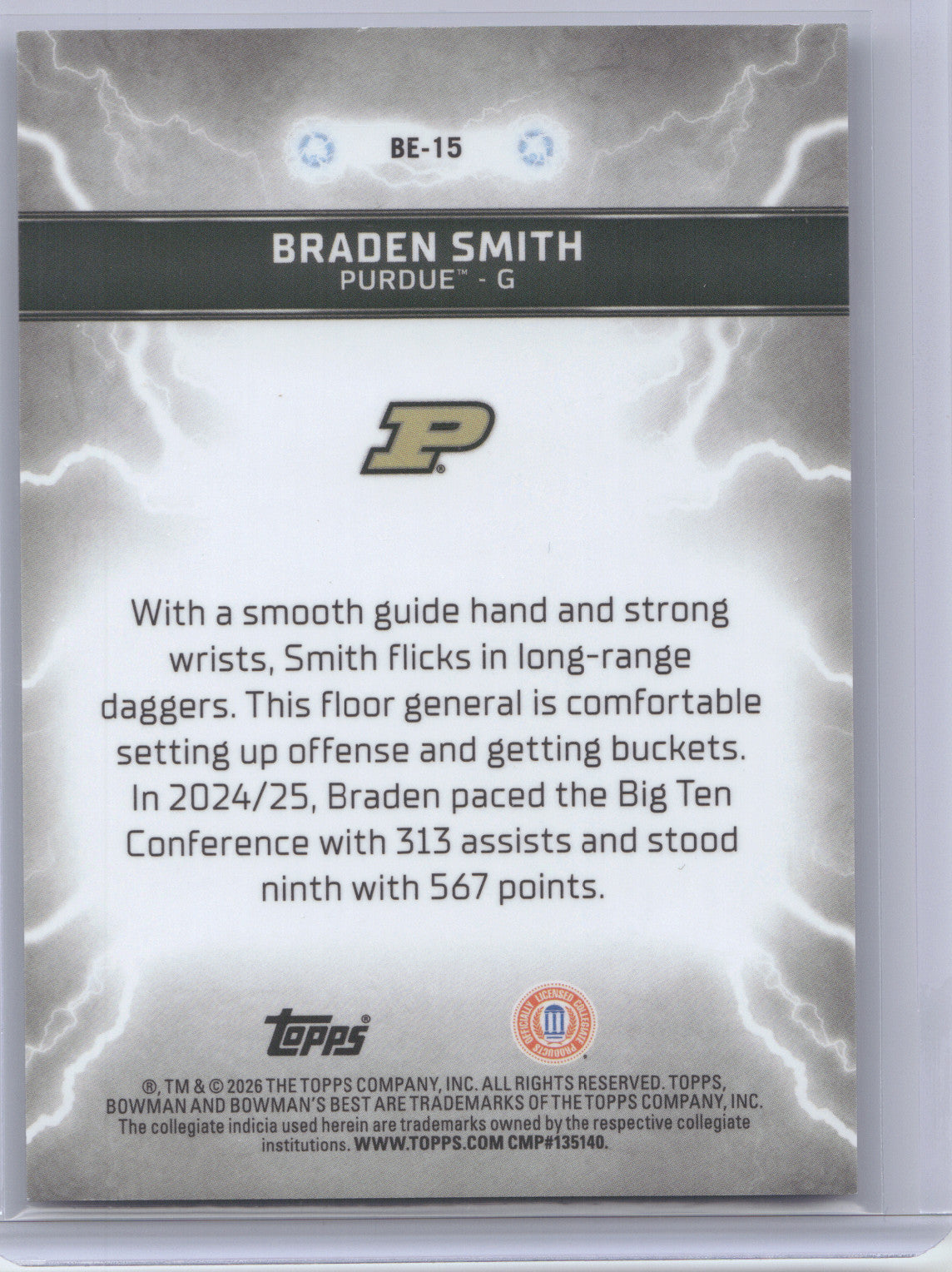 2026 Bowman University Best Big Energy Braden Smith #BE-15