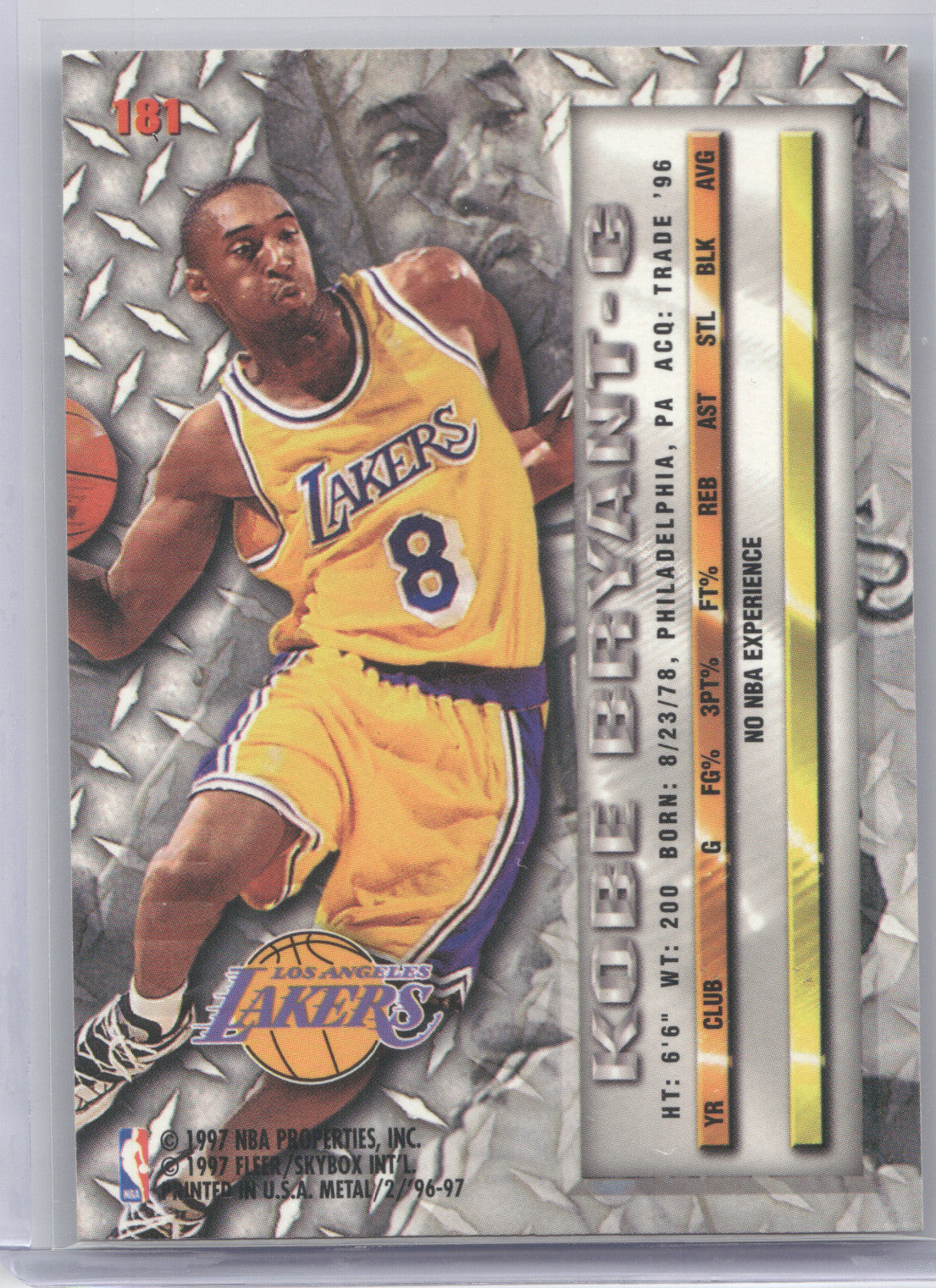 1997 Fleer Metal Universe Kobe Bryant #181