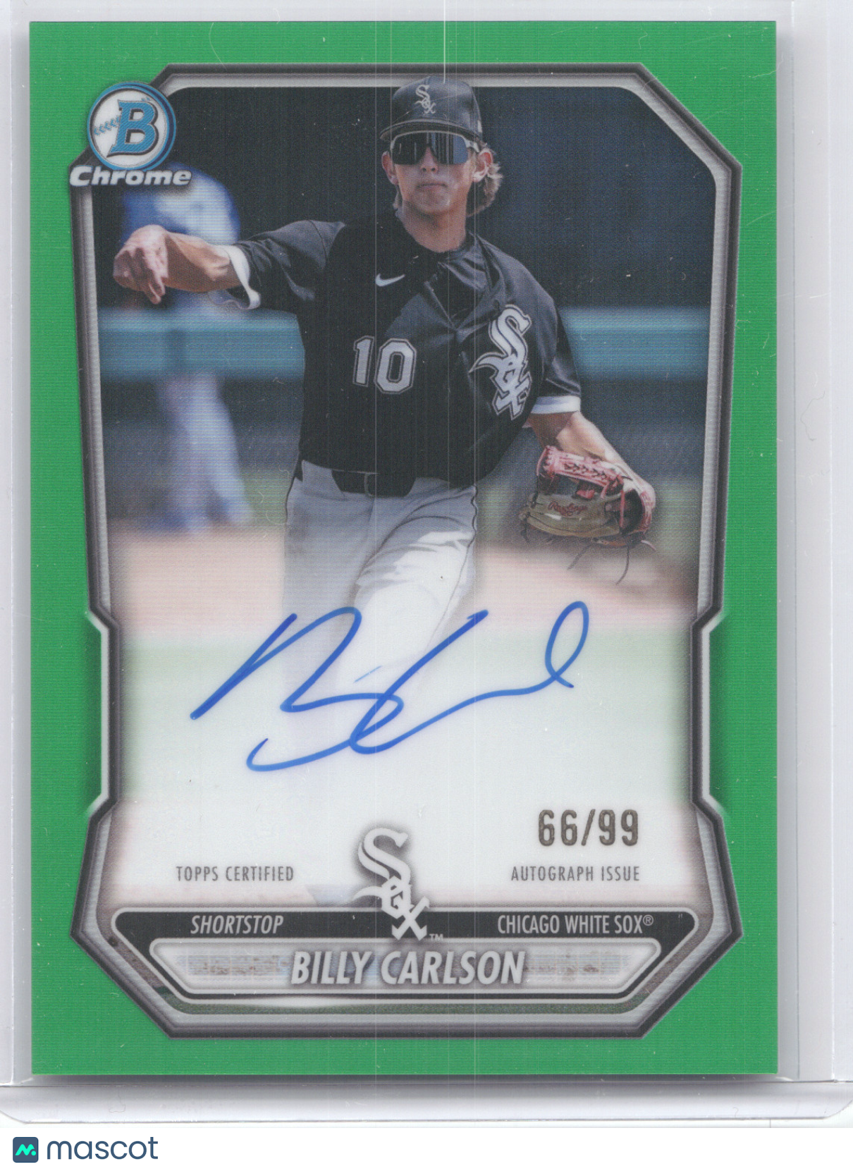 2026 Bowman Chrome Prospect Autograph Billy Carlson #CPA-BC Green Ref. 66/99