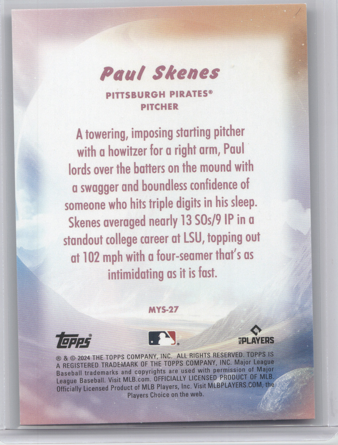 2024 Topps Mystical Paul Skenes #MYS-27 Black 198/299 RC