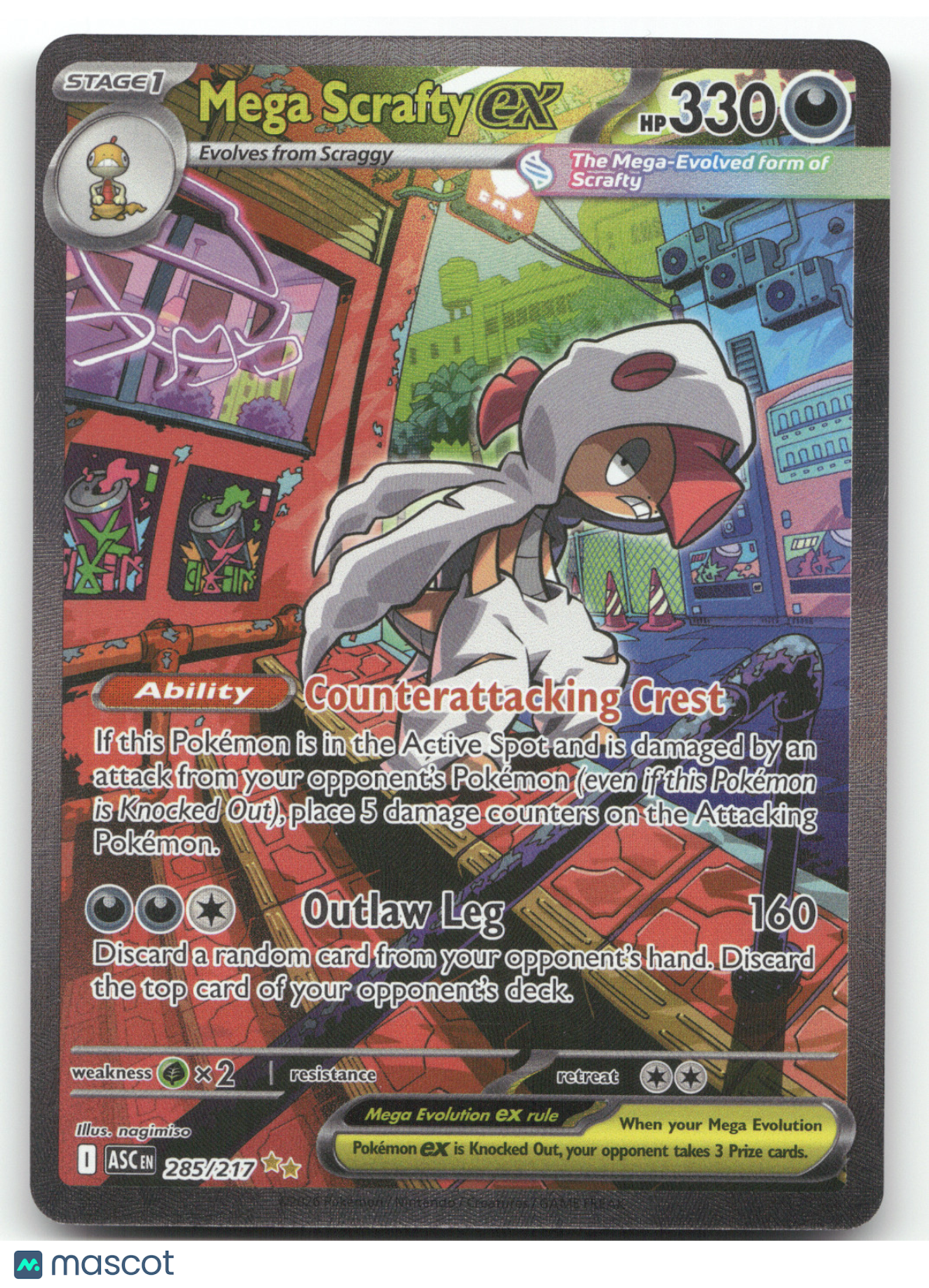 2026 Mega Evolution Ascended Heroes Scrafty EX Etched Secret Rare SAR #285/217