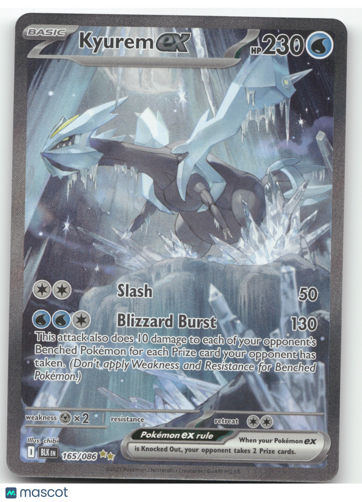 2025 Scarlet & Violet Black Bolt Kyurem EX Holo Secret Rare SAR #165/86