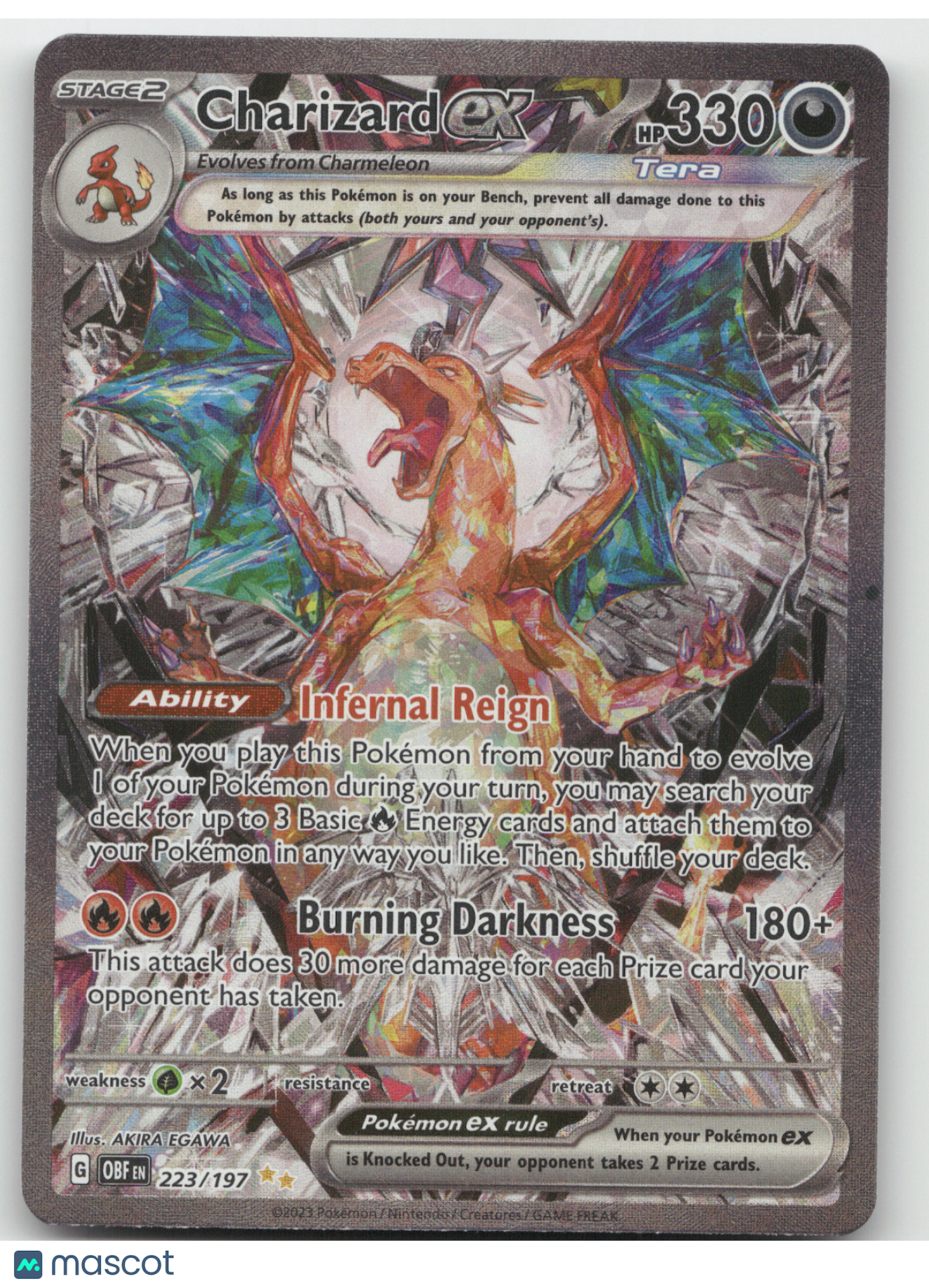 2023 Obsidian Flames Charizard EX Etched Secret Rare SAR #223/197