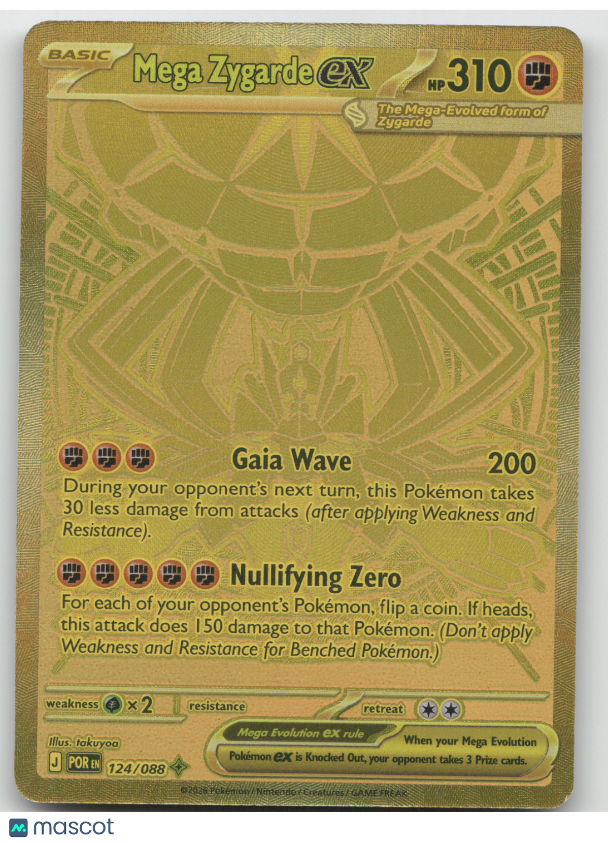 2026 Mega Evolution – Perfect Order Mega Zygarde EX Gold Secret Rare HR #124/88